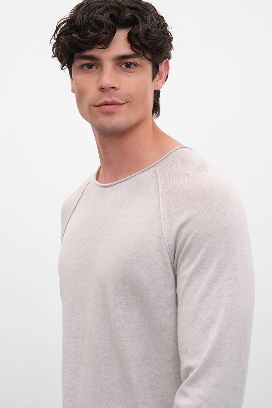 Raglan Sleeve Lightweight Unisex Sweater in Cotton/Linen Blend