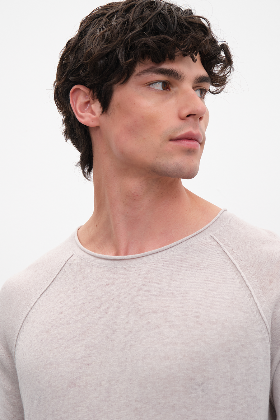Raglan Sleeve Lightweight Unisex Sweater in Cotton/Linen Blend