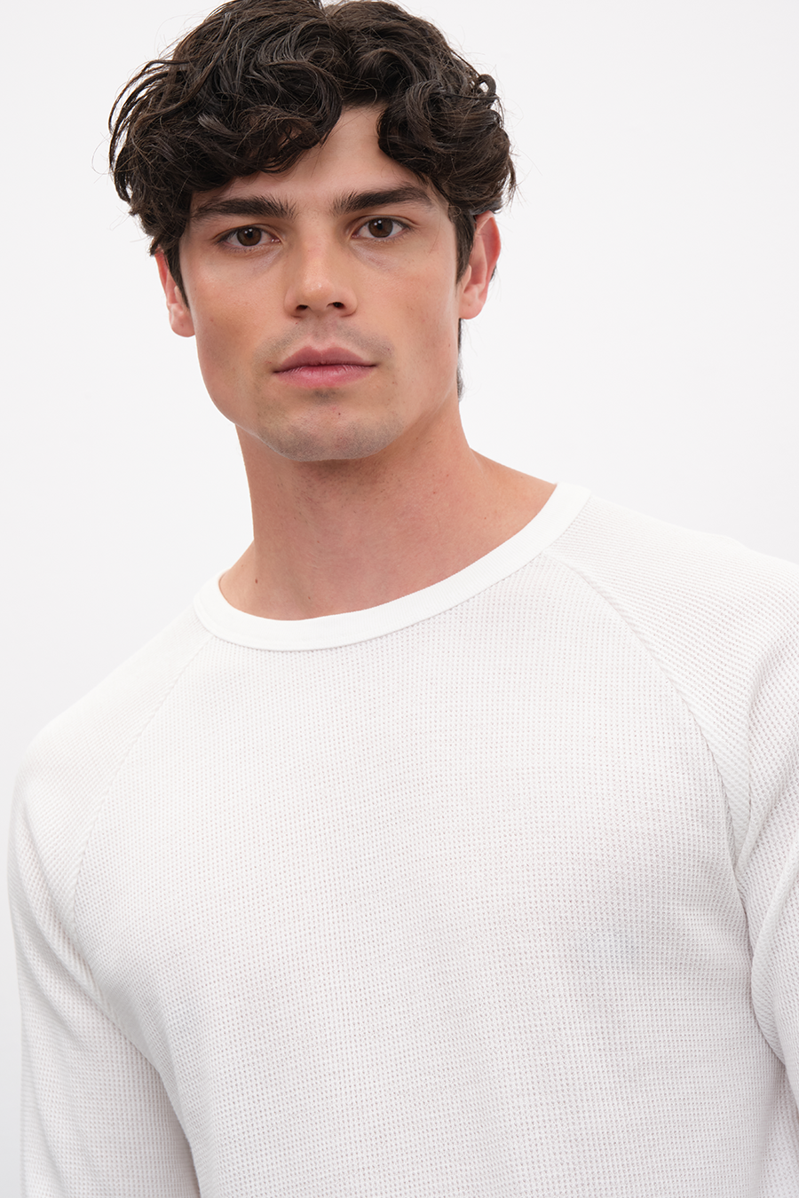 Raglan Sleeve Waffle Cotton T-shirt/Sweatshirt