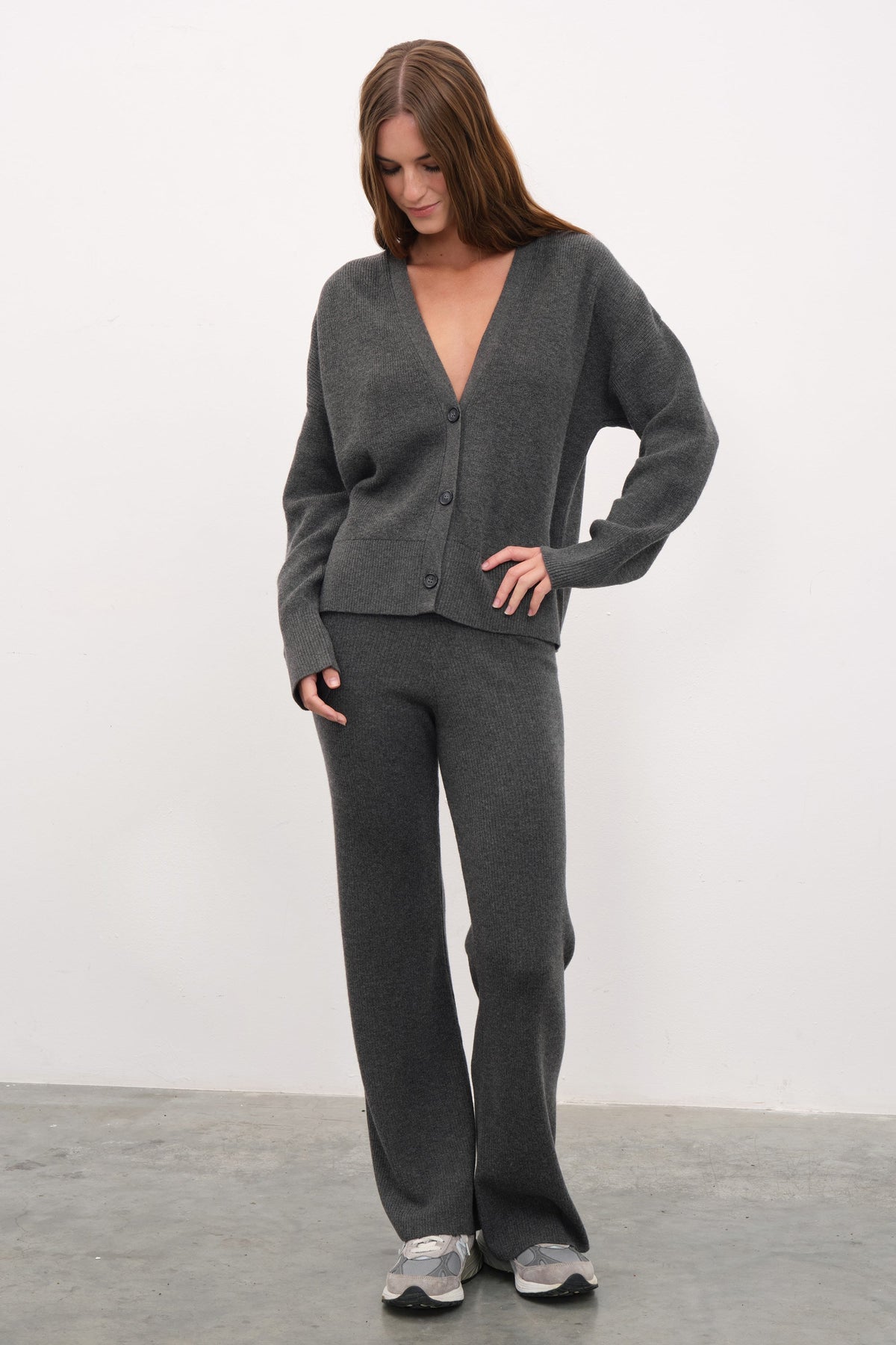 Ribbed Wide Leg Merino Pants