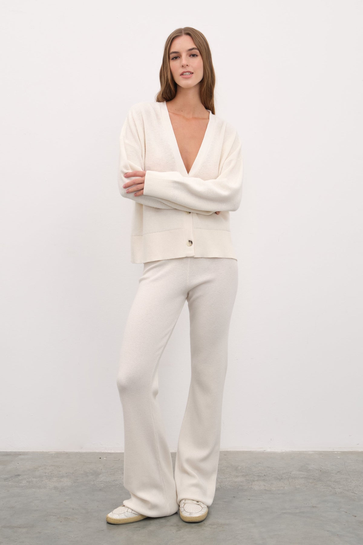 Ribbed Wide Leg Merino Pants