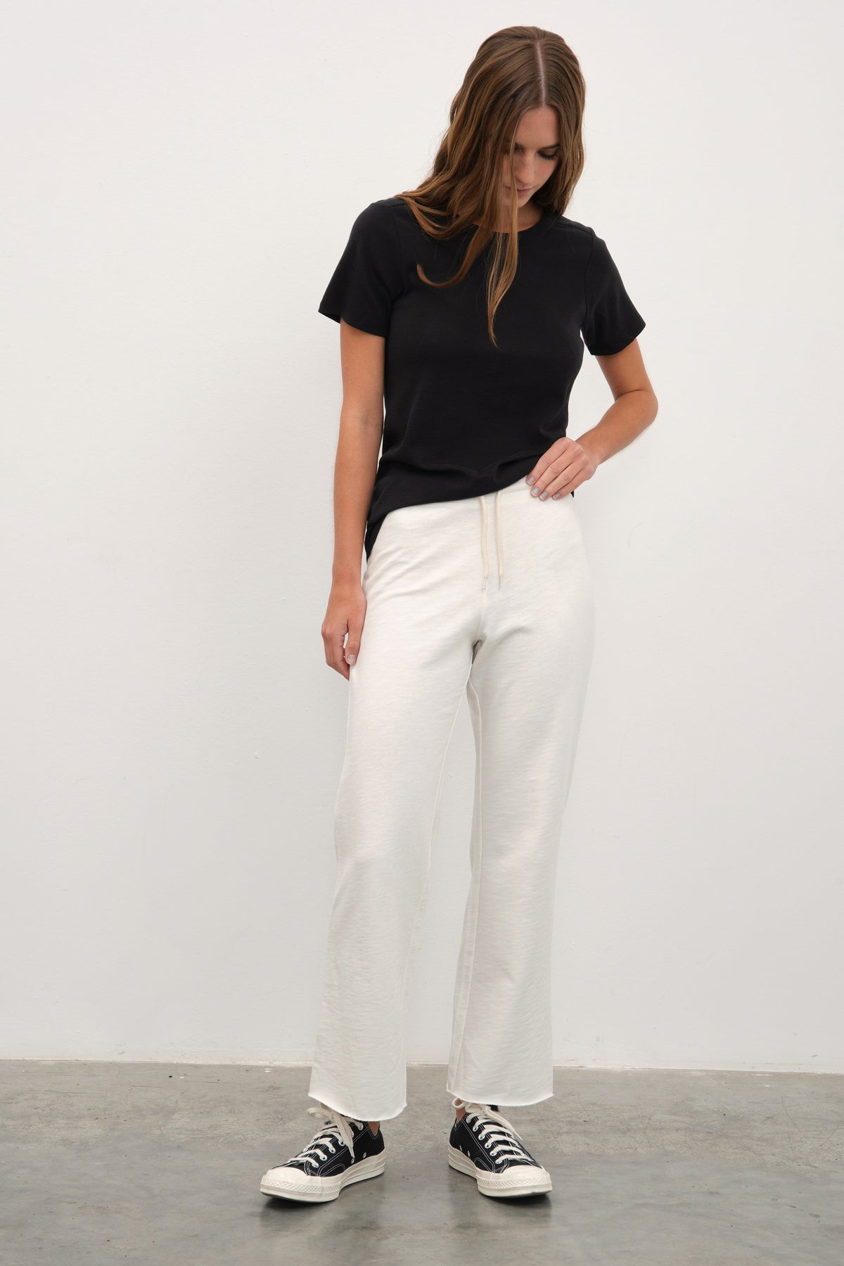 Crop Flare Sweatpants in Slub Cotton