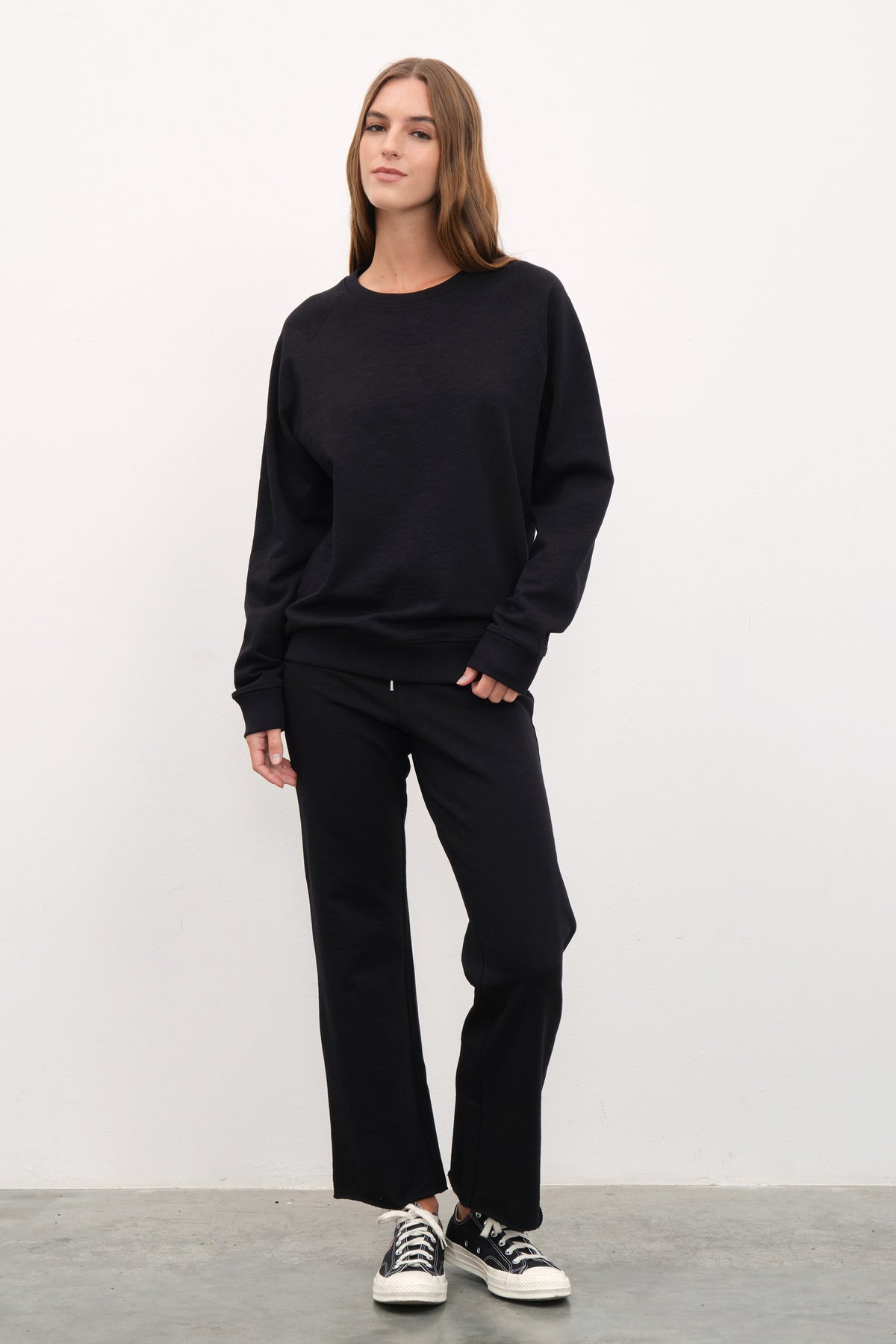 Crop Flare Sweatpants in Slub Cotton