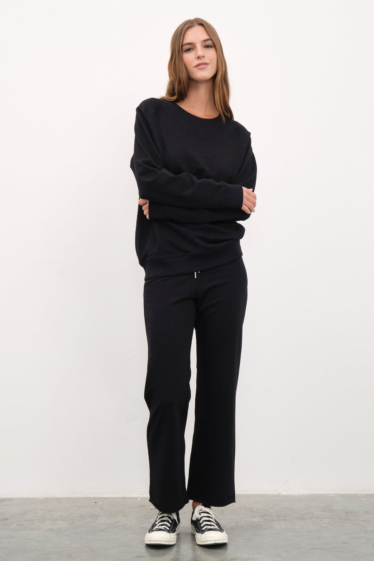 Crop Flare Sweatpants in Slub Cotton