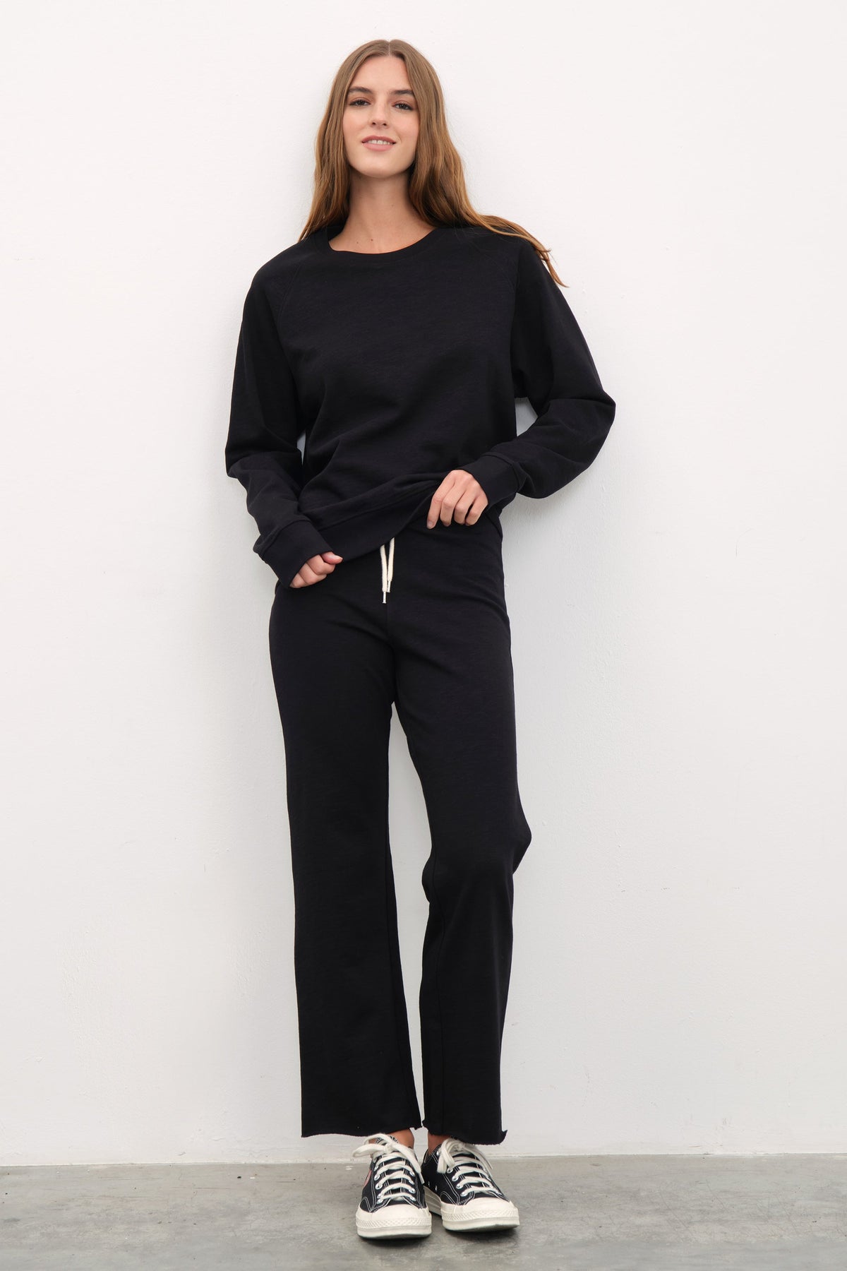 Crop Flare Sweatpants in Slub Cotton