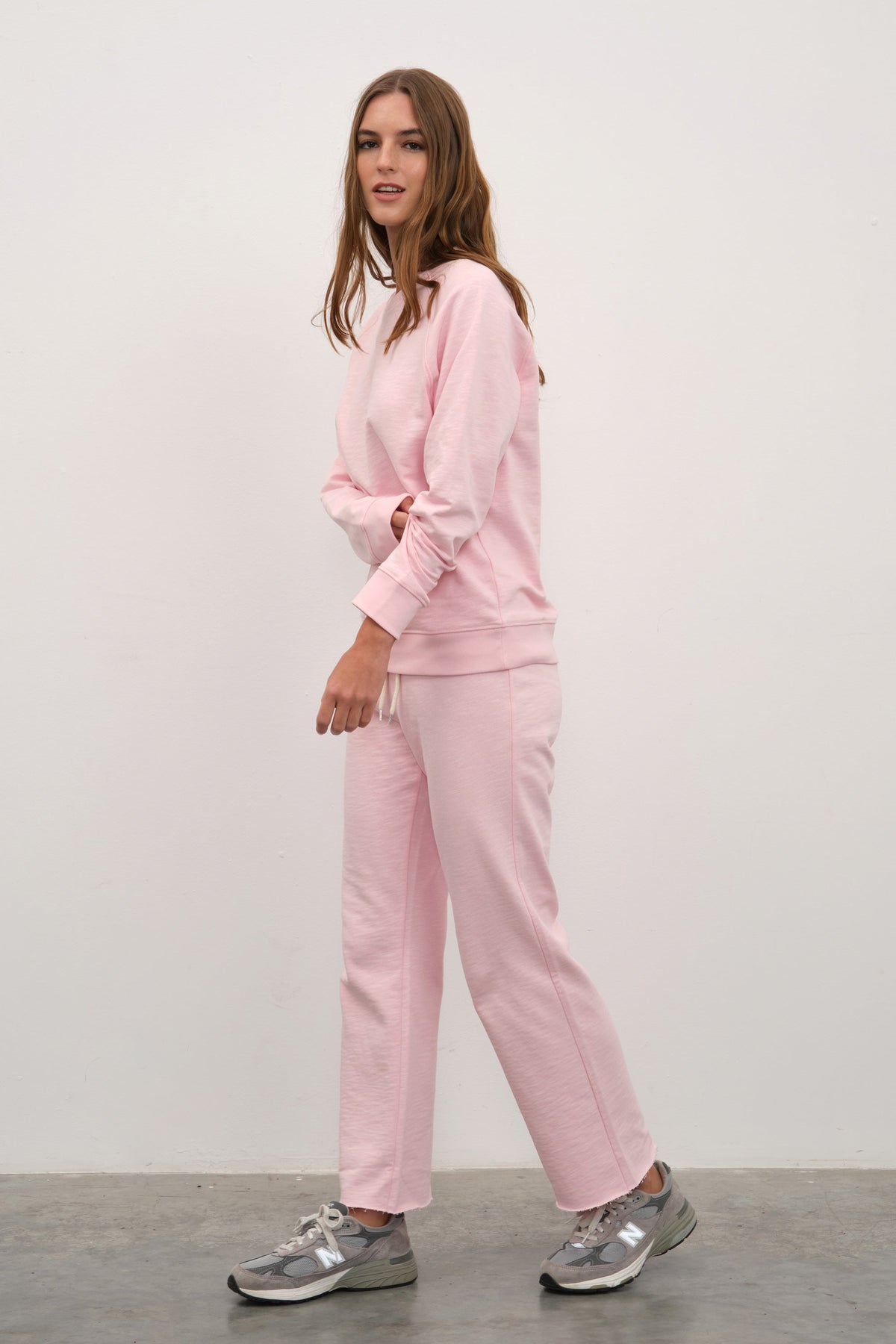 Crop Flare Sweatpants in Slub Cotton