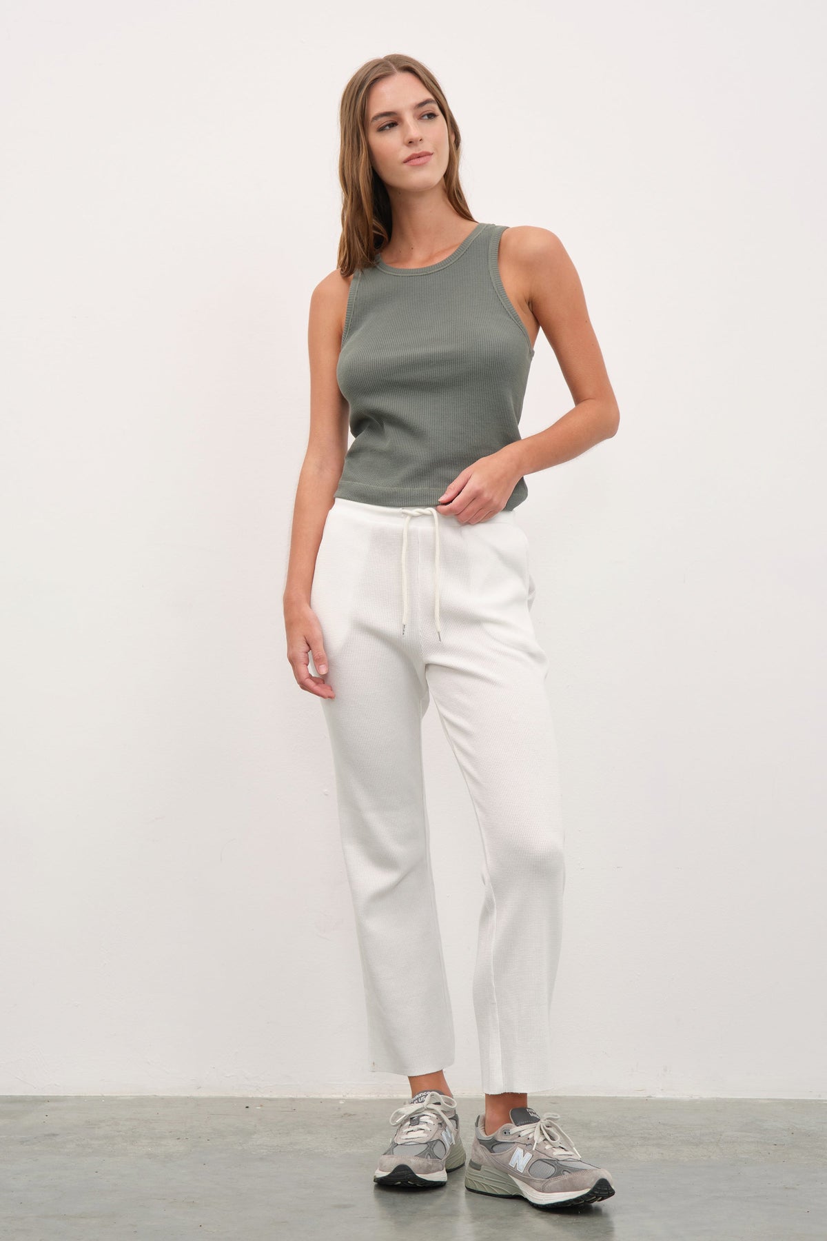 Cropped Tank Top in Waffle Cotton