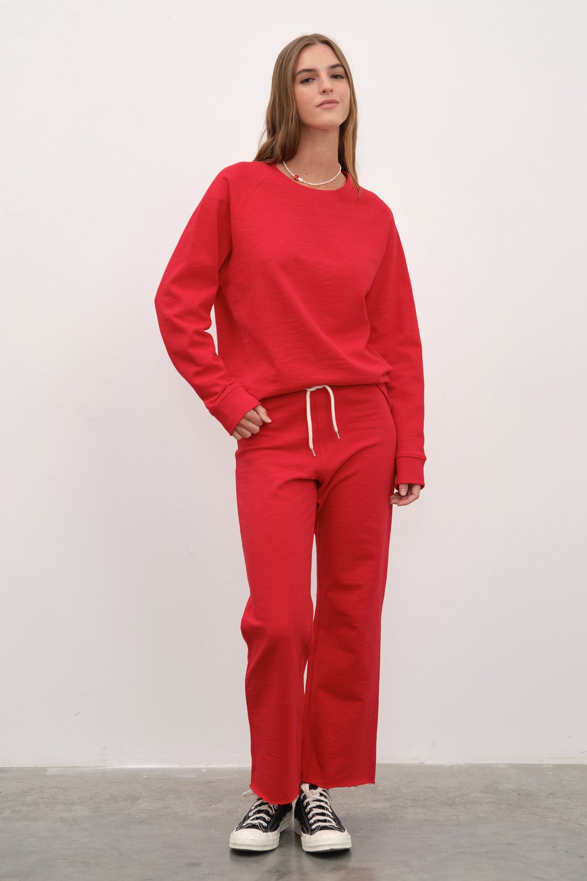 Crop Flare Sweatpants in Slub Cotton