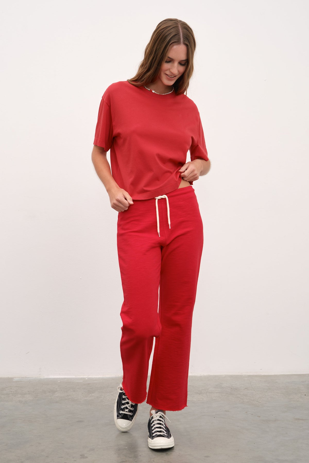 Crop Flare Sweatpants in Slub Cotton