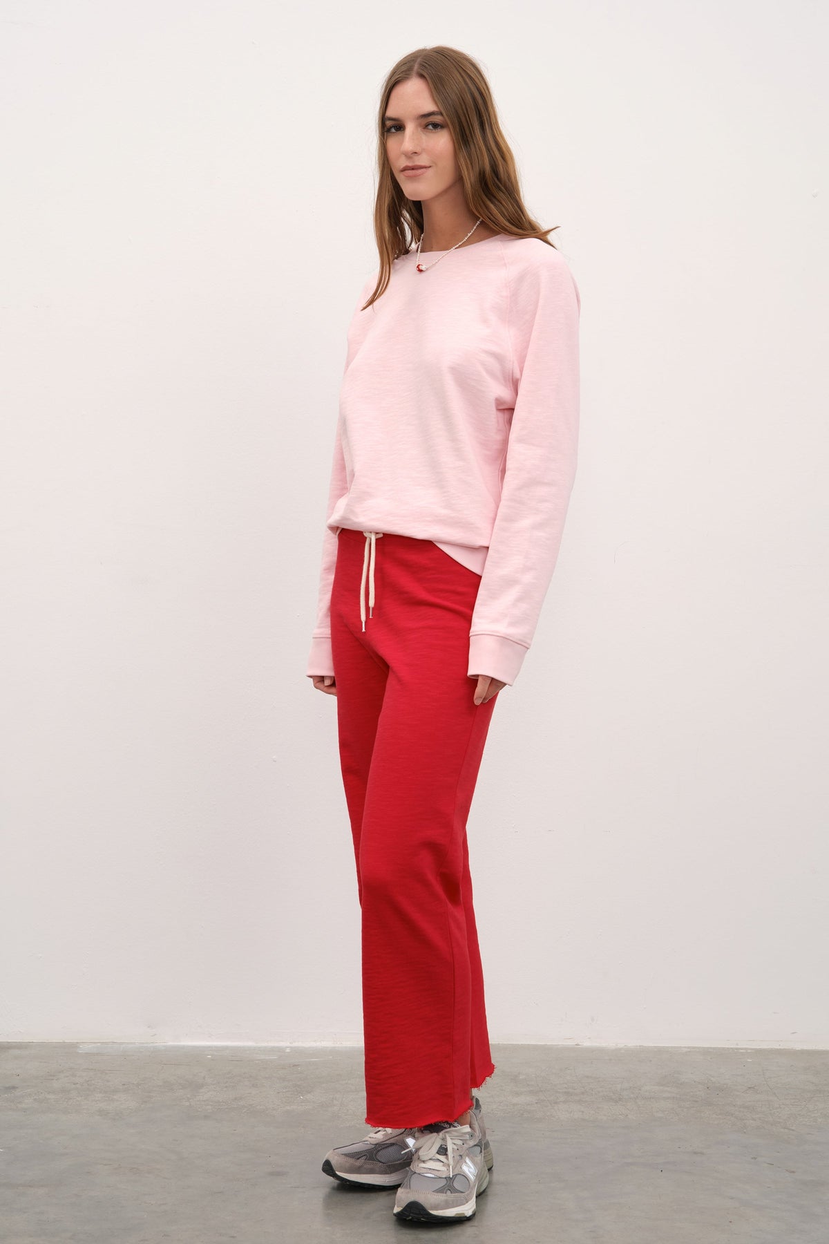 Crop Flare Sweatpants in Slub Cotton