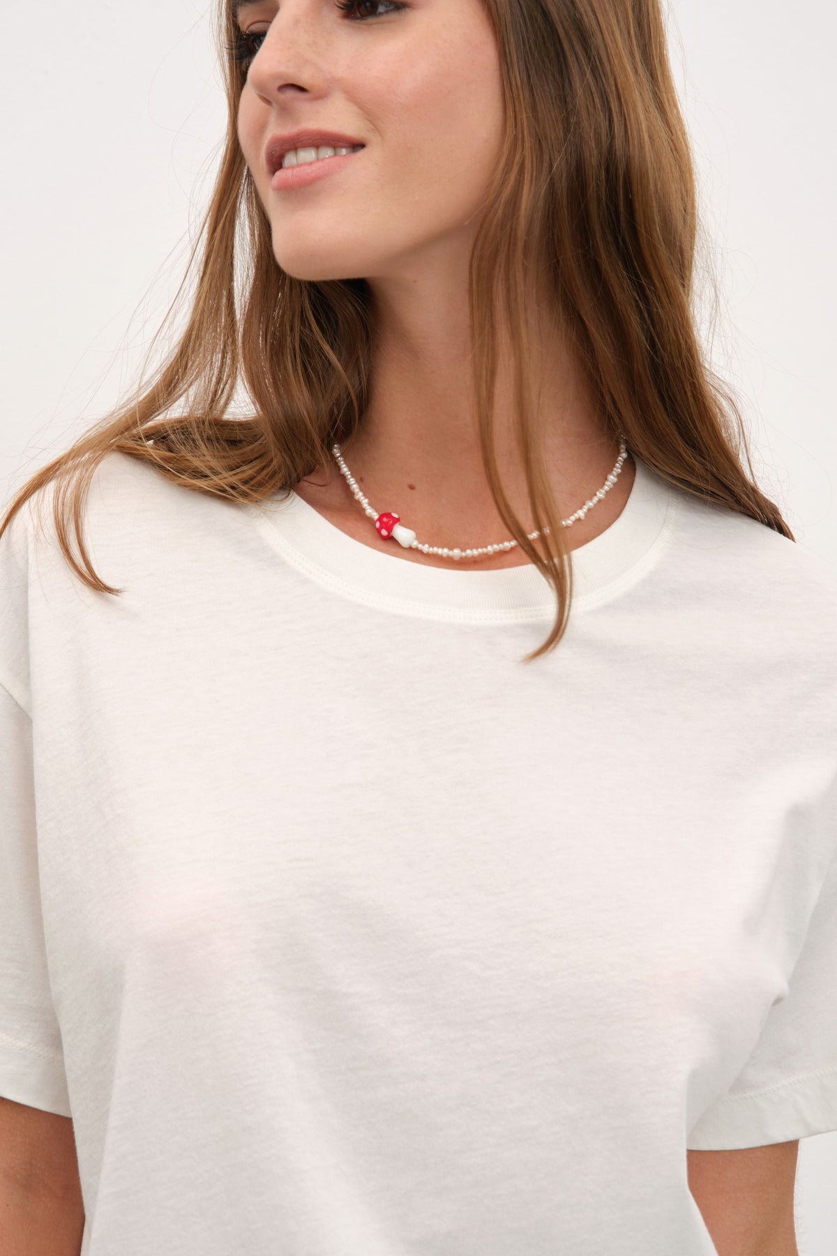 Red Mushroom Mixed Pearl Necklace