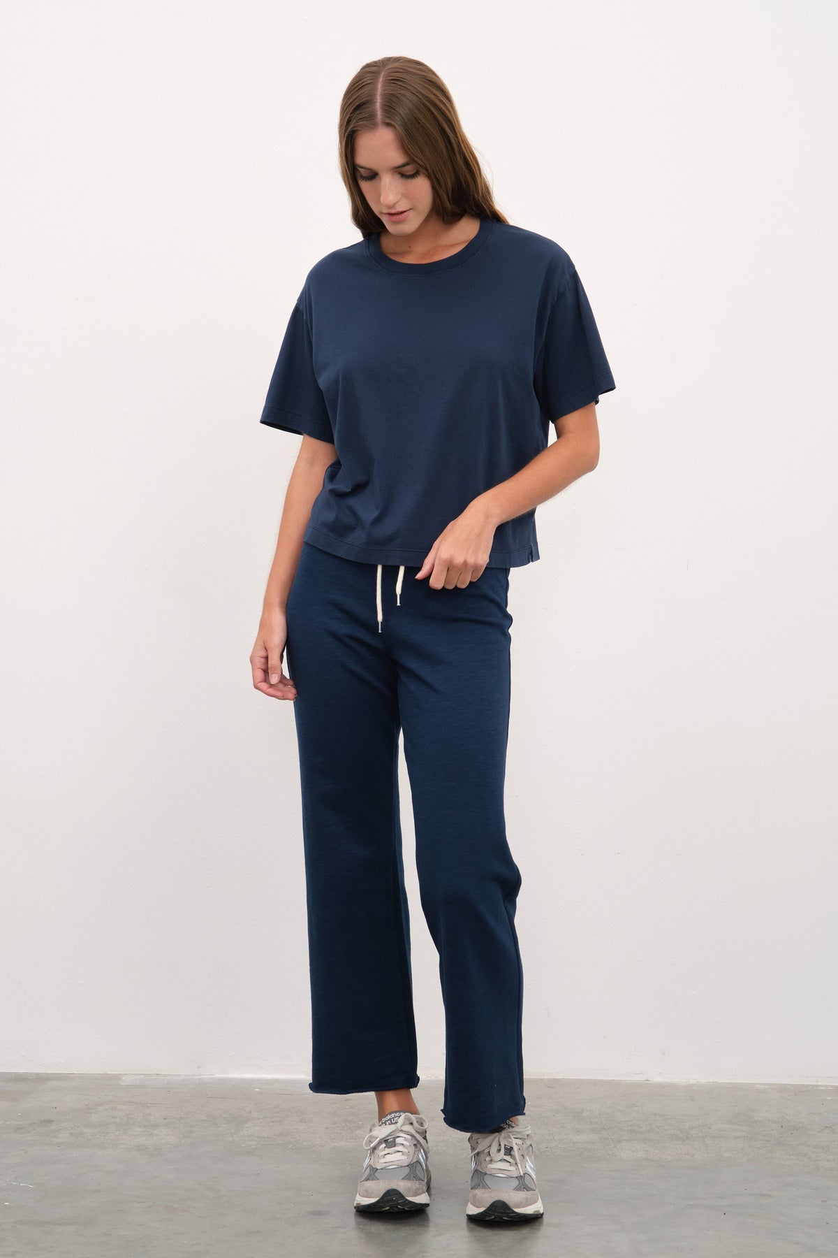 Crop Flare Sweatpants in Slub Cotton