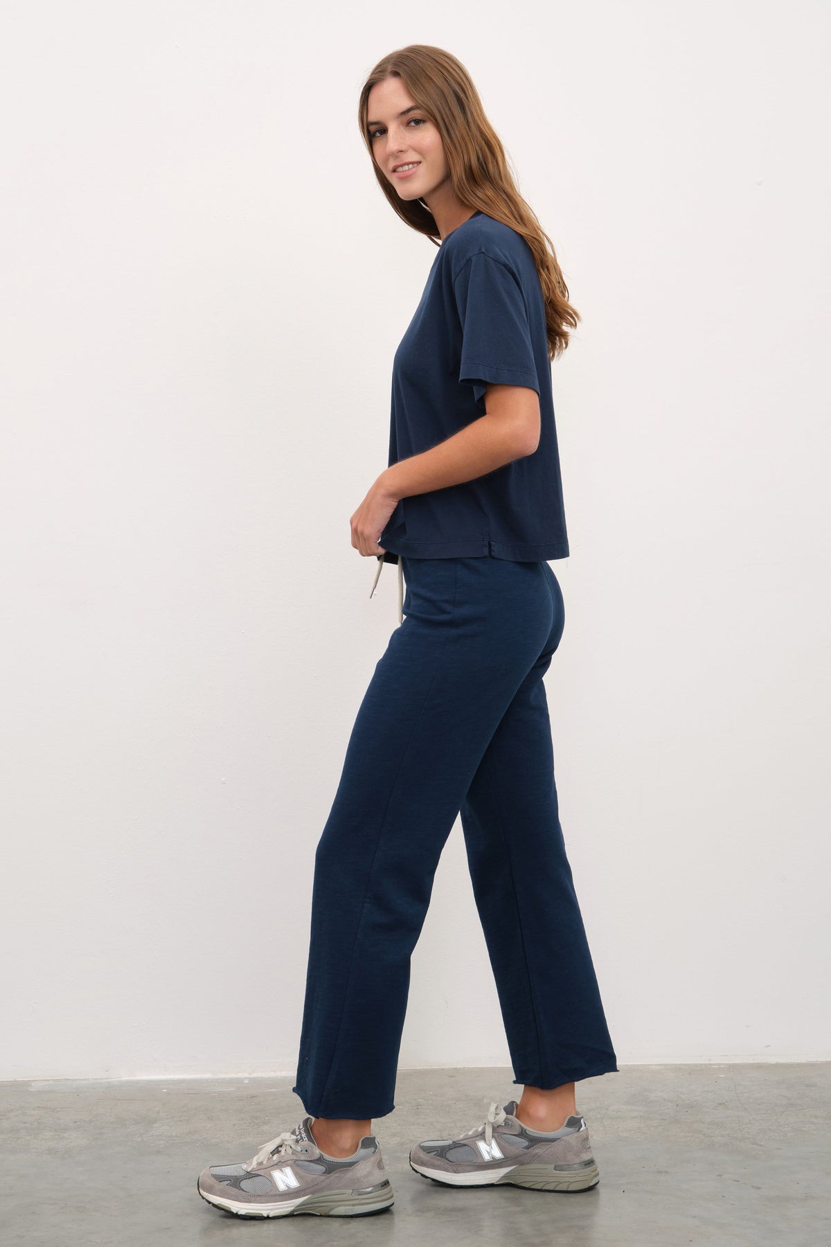 Crop Flare Sweatpants in Slub Cotton
