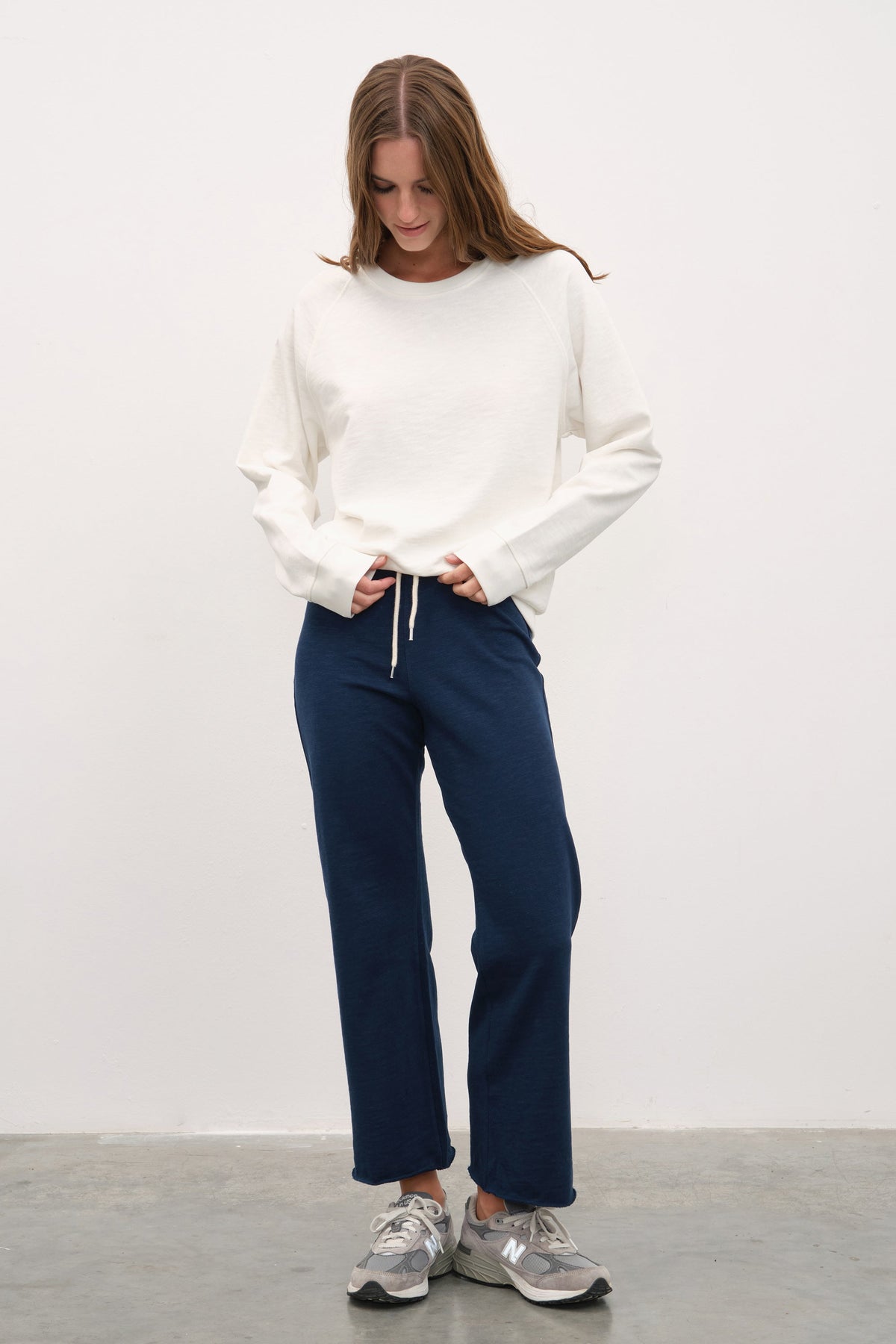 Crop Flare Sweatpants in Slub Cotton