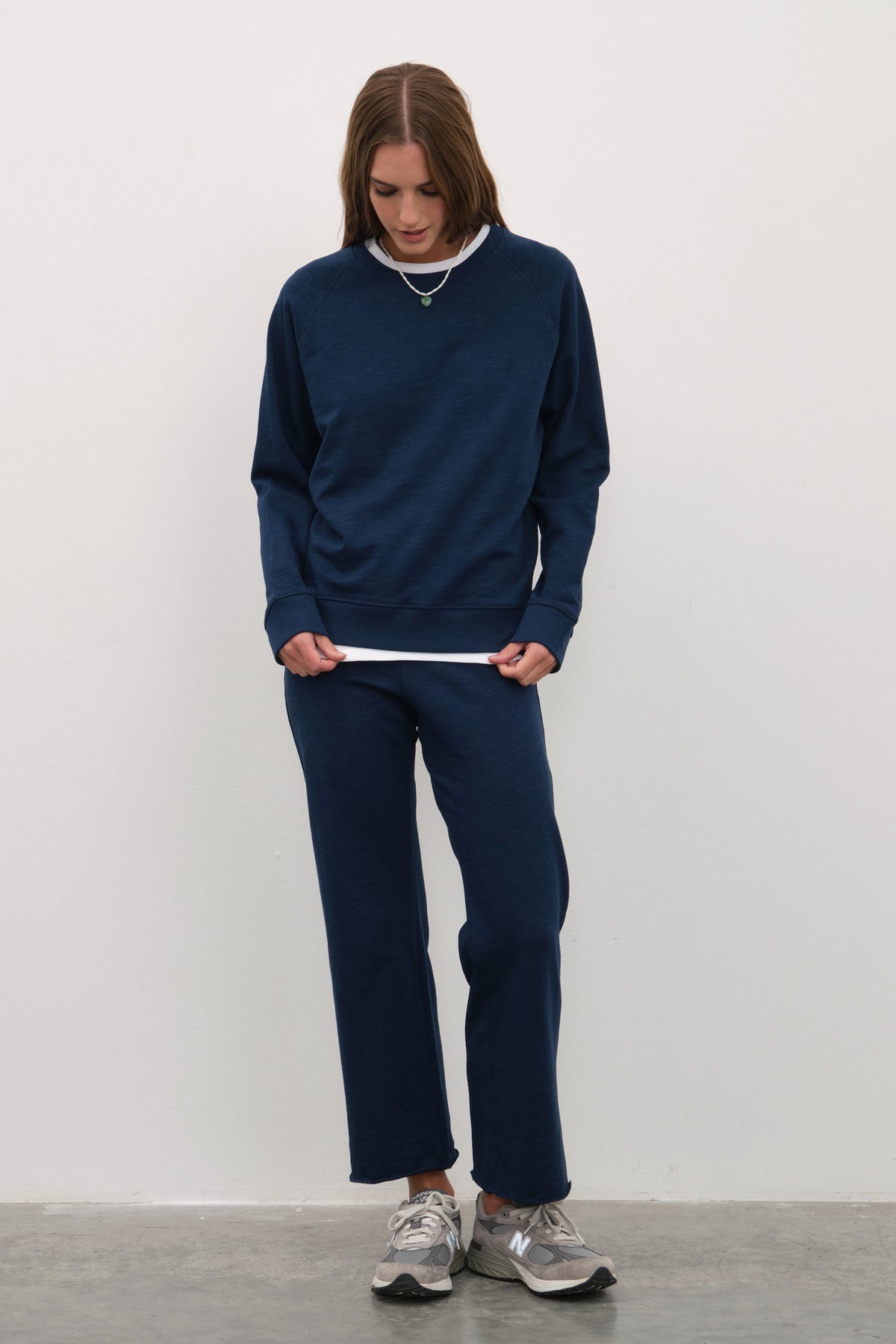 Cropped Flared Sweatpants in Slub Cotton French Terry