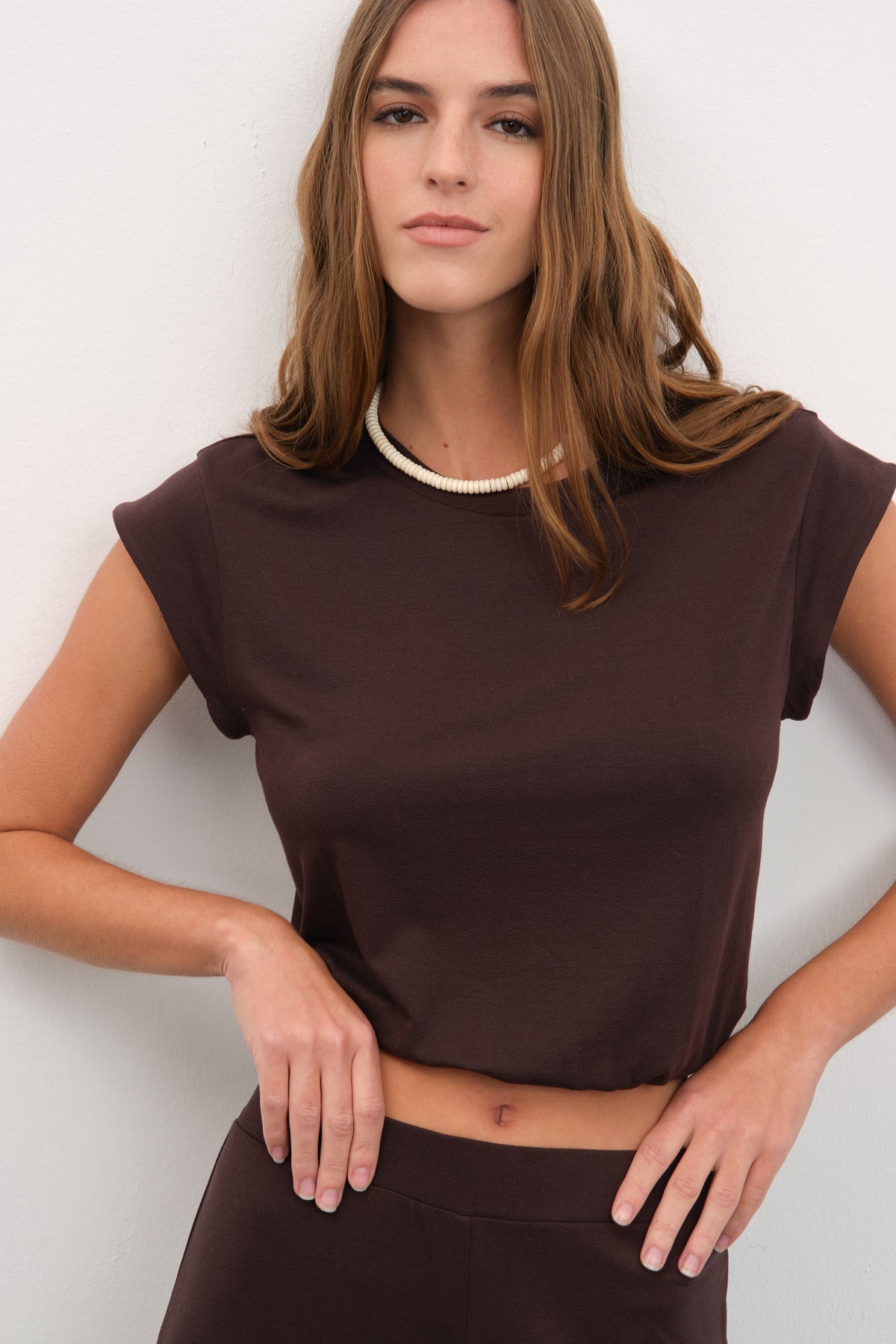 Capped Shoulder Crop Crepe TENCEL™  T-shirt