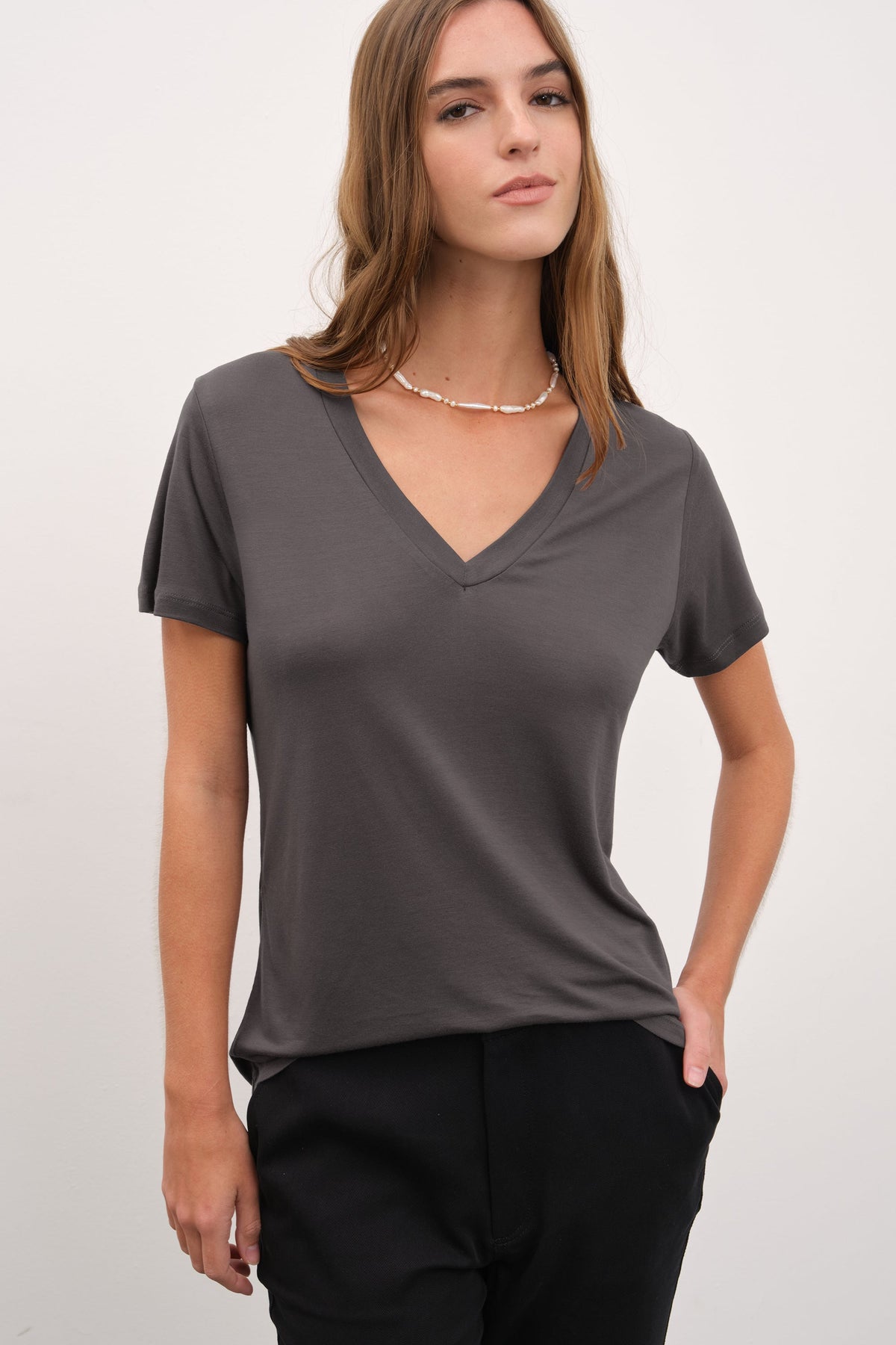 V Neck T-shirt in Lyocell (TENCEL™)