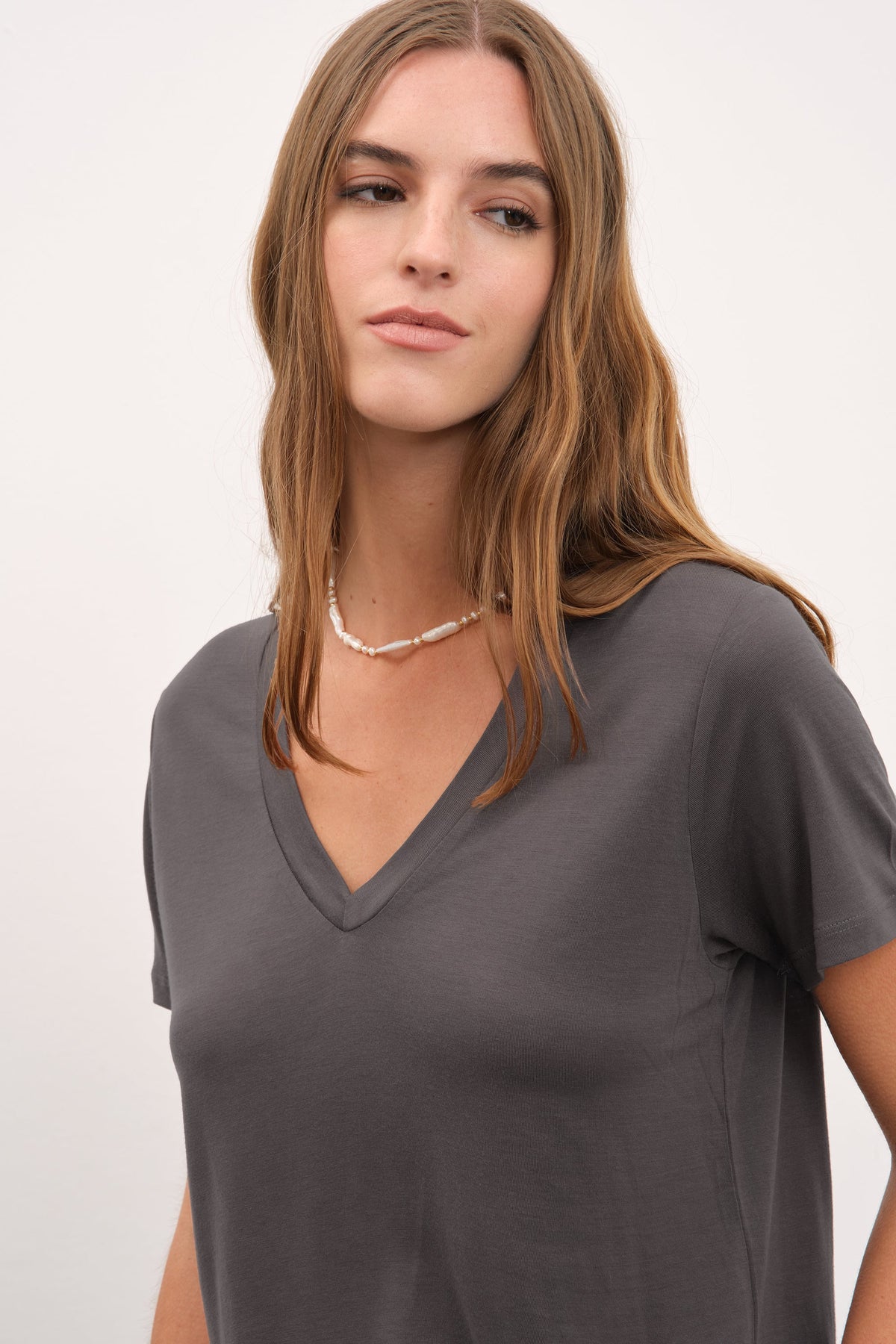 V Neck T-shirt in Lyocell (TENCEL™)