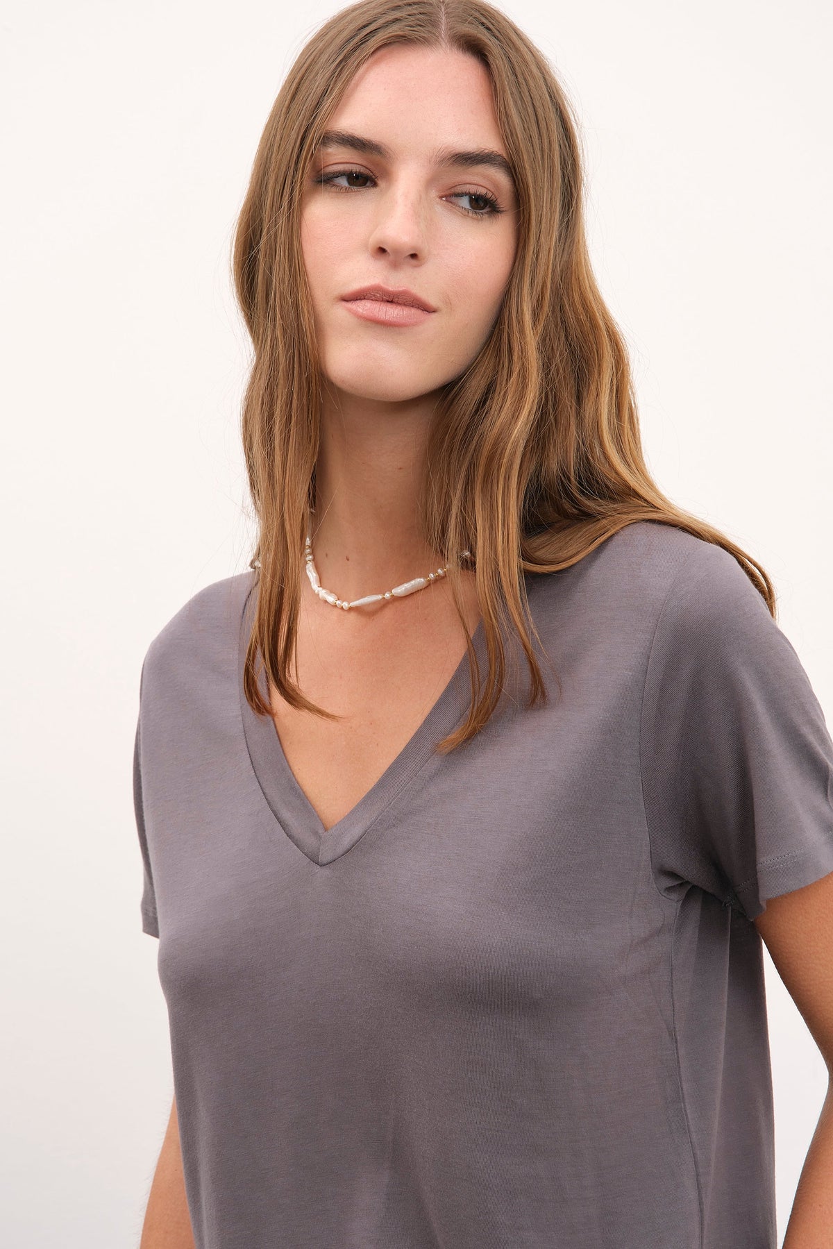 V Neck T-shirt in Lyocell (TENCEL™)