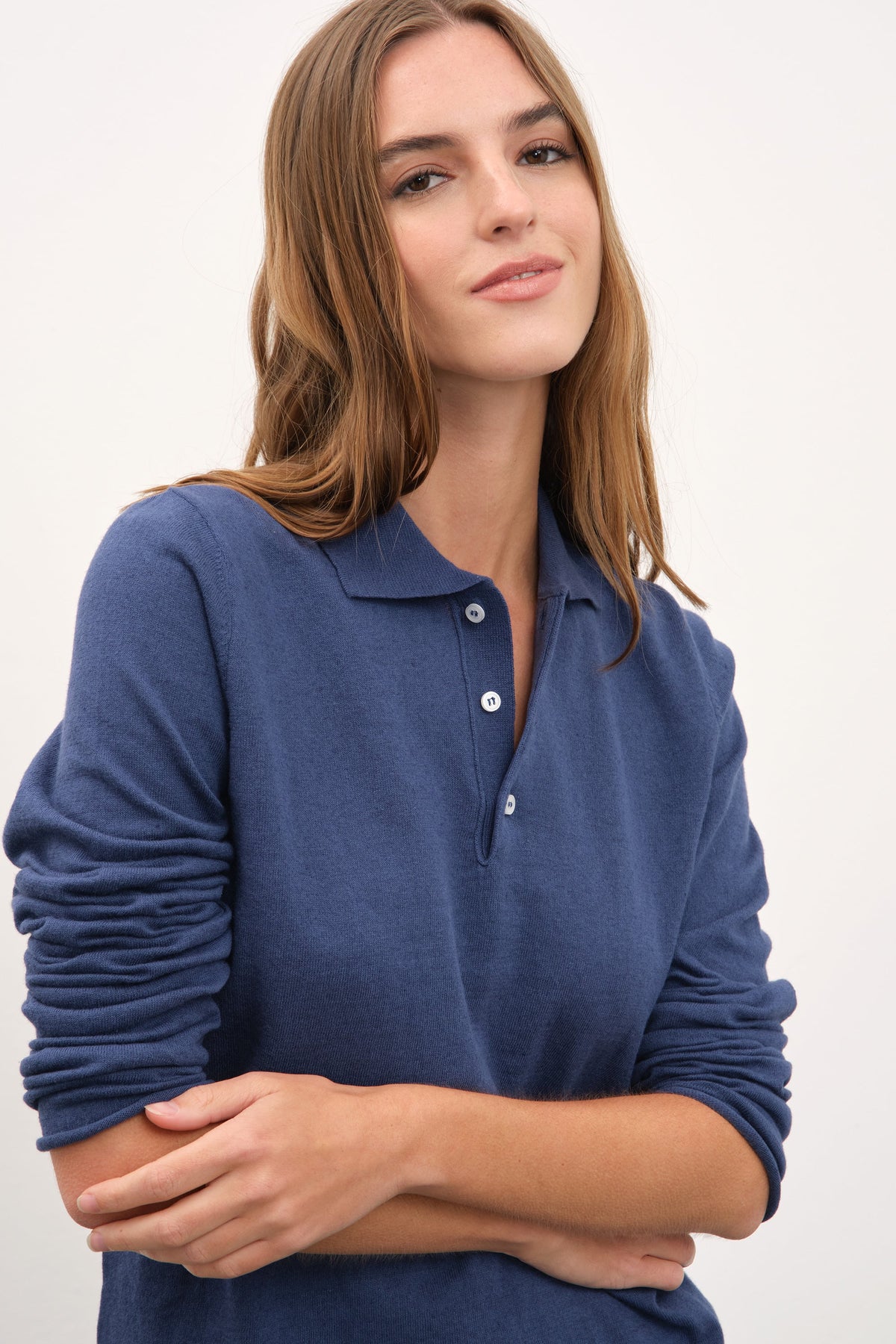 Polo Neck Lightweight Unisex Sweater in Cotton Linen Blend