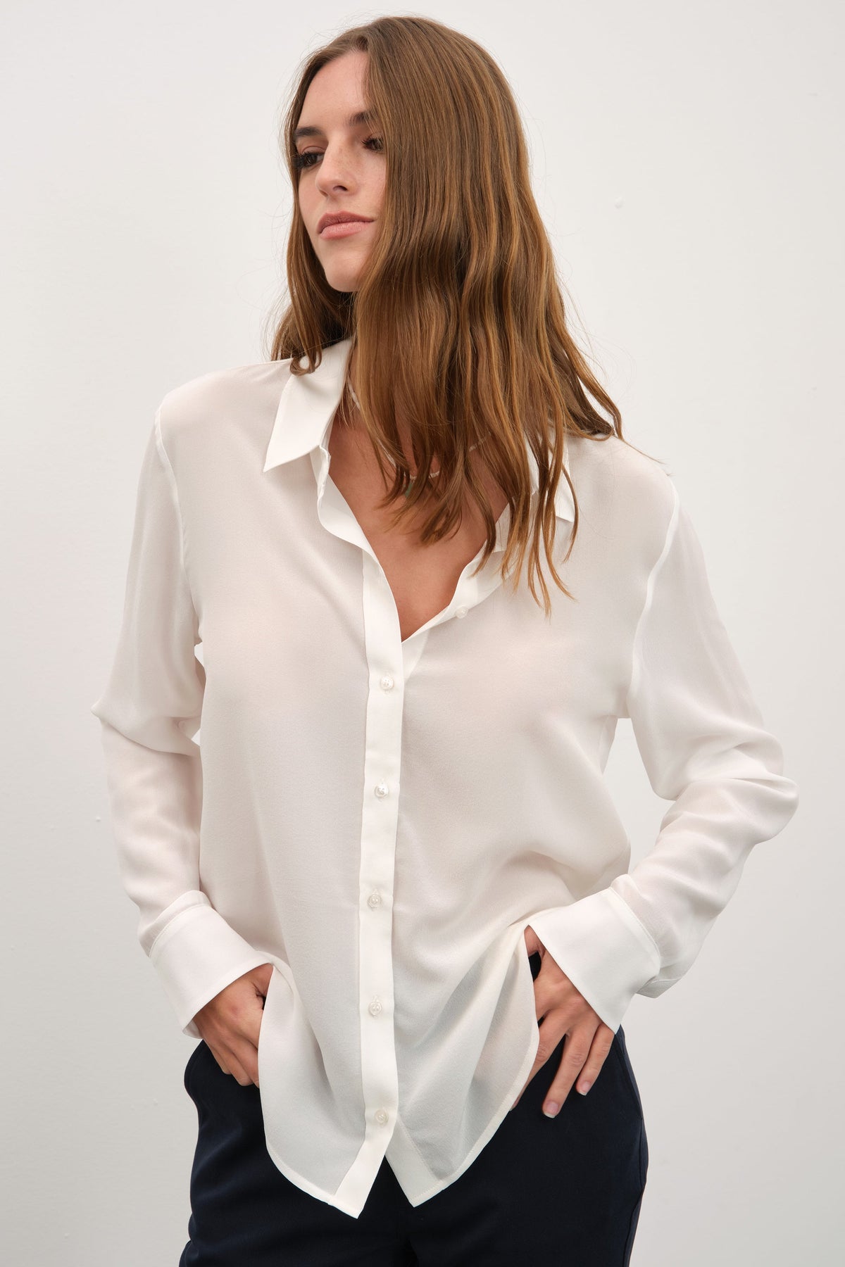 Silk Crepe Chiffon Shirt