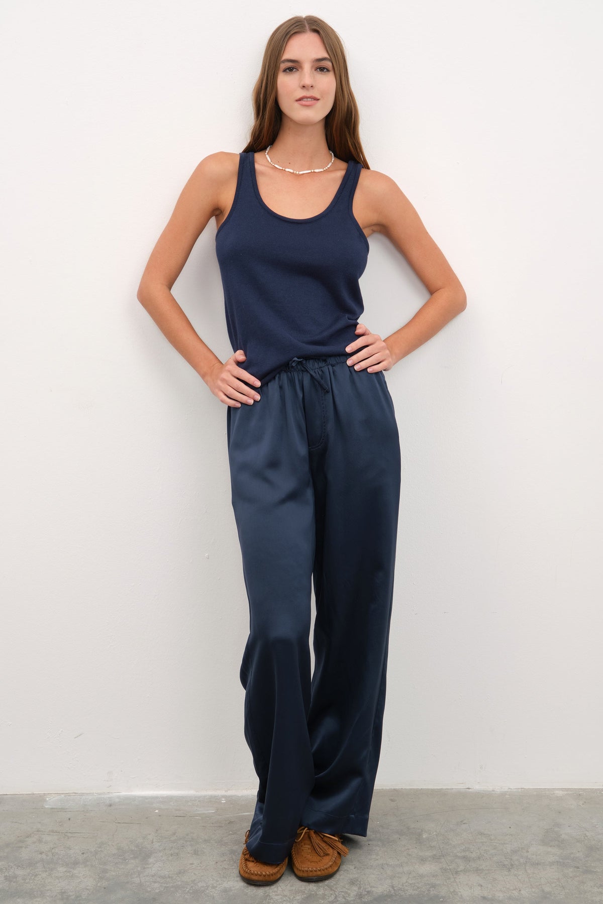 Silk Satin Wide-Leg Pants