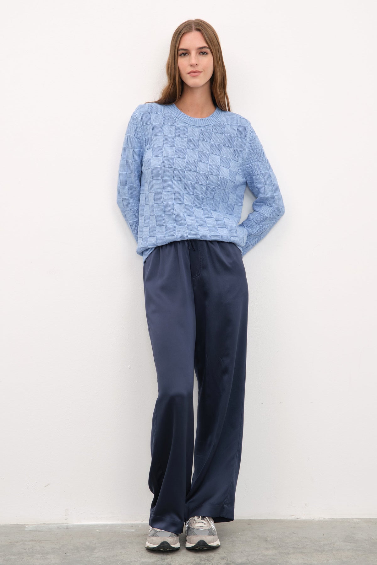 Checker Sweater in Cotton Modal Blend