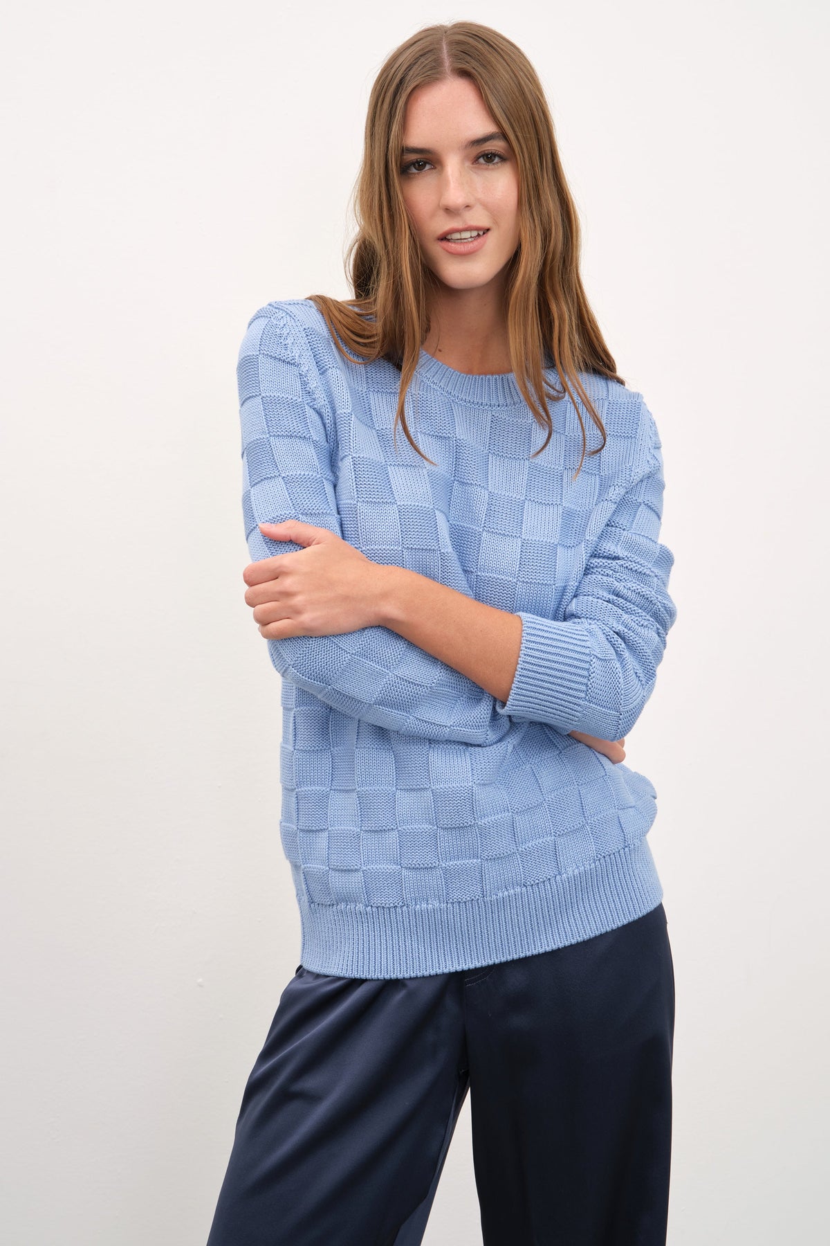 Checker Sweater in Cotton Modal Blend