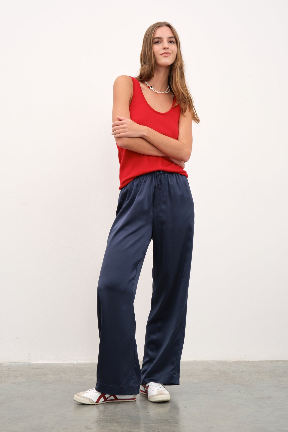 Silk Satin Wide-Leg Pants