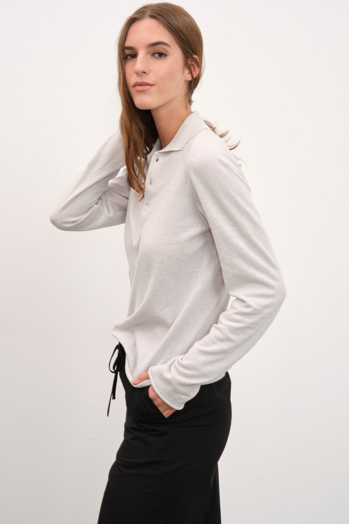 Polo Neck Lightweight Unisex Sweater in Cotton Linen Blend