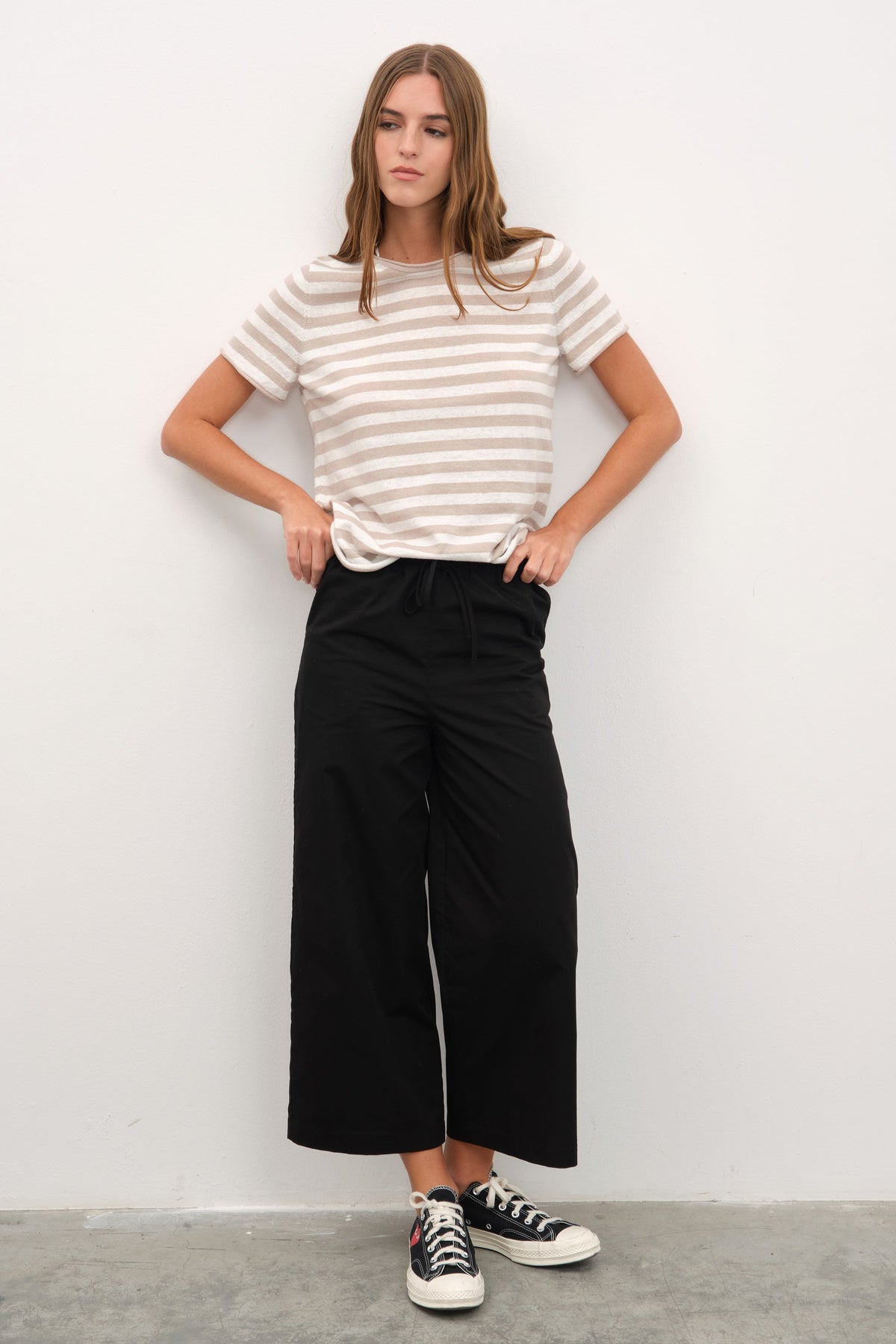 Striped Knit T-shirt in Cotton Linen Blend