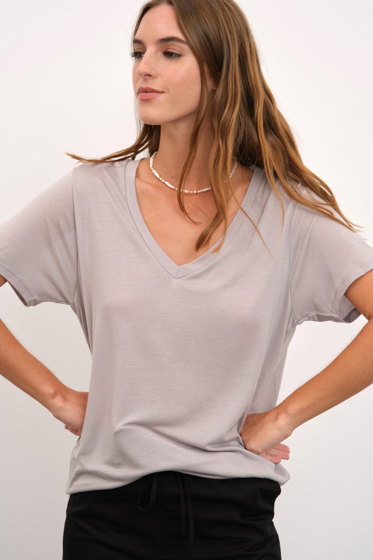 V Neck T-shirt in Lyocell (TENCEL™)