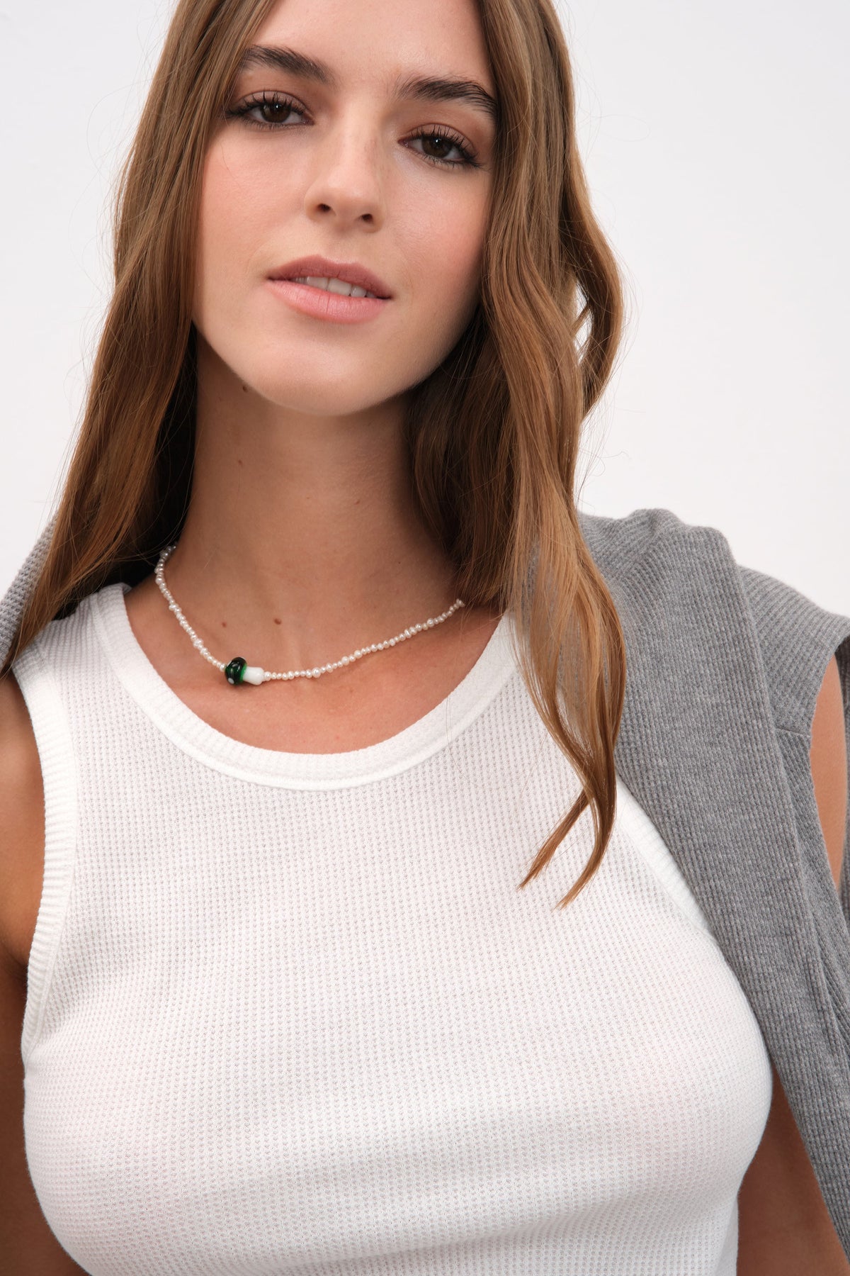 Green Mushroom Mixed Pearl Necklace