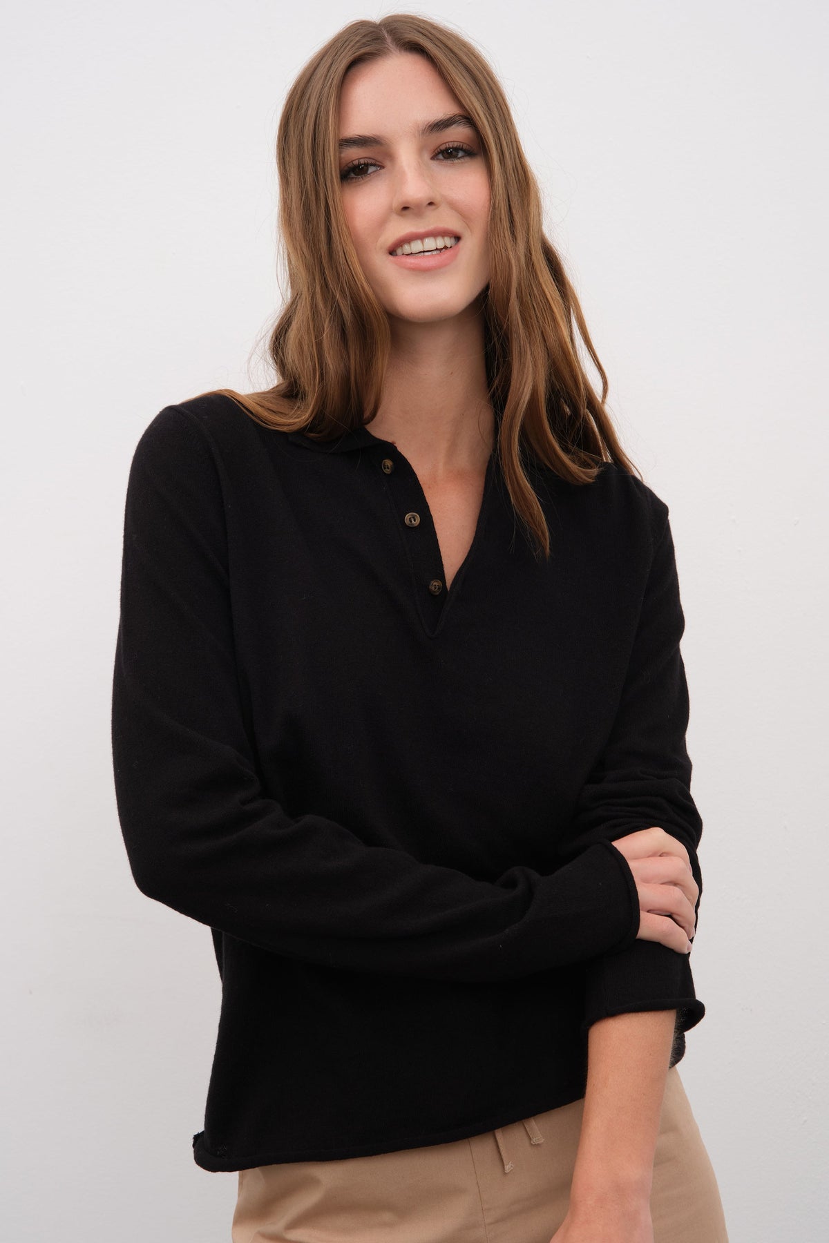 Polo Neck Lightweight Unisex Sweater in Cotton Linen Blend