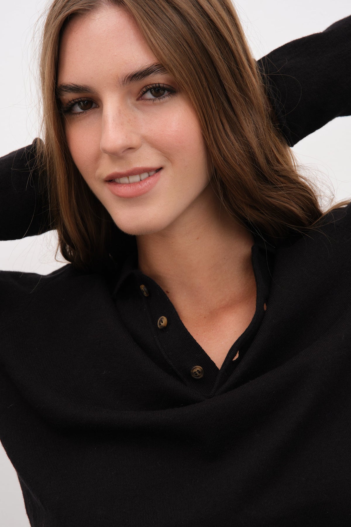 Polo Neck Lightweight Unisex Sweater in Cotton Linen Blend