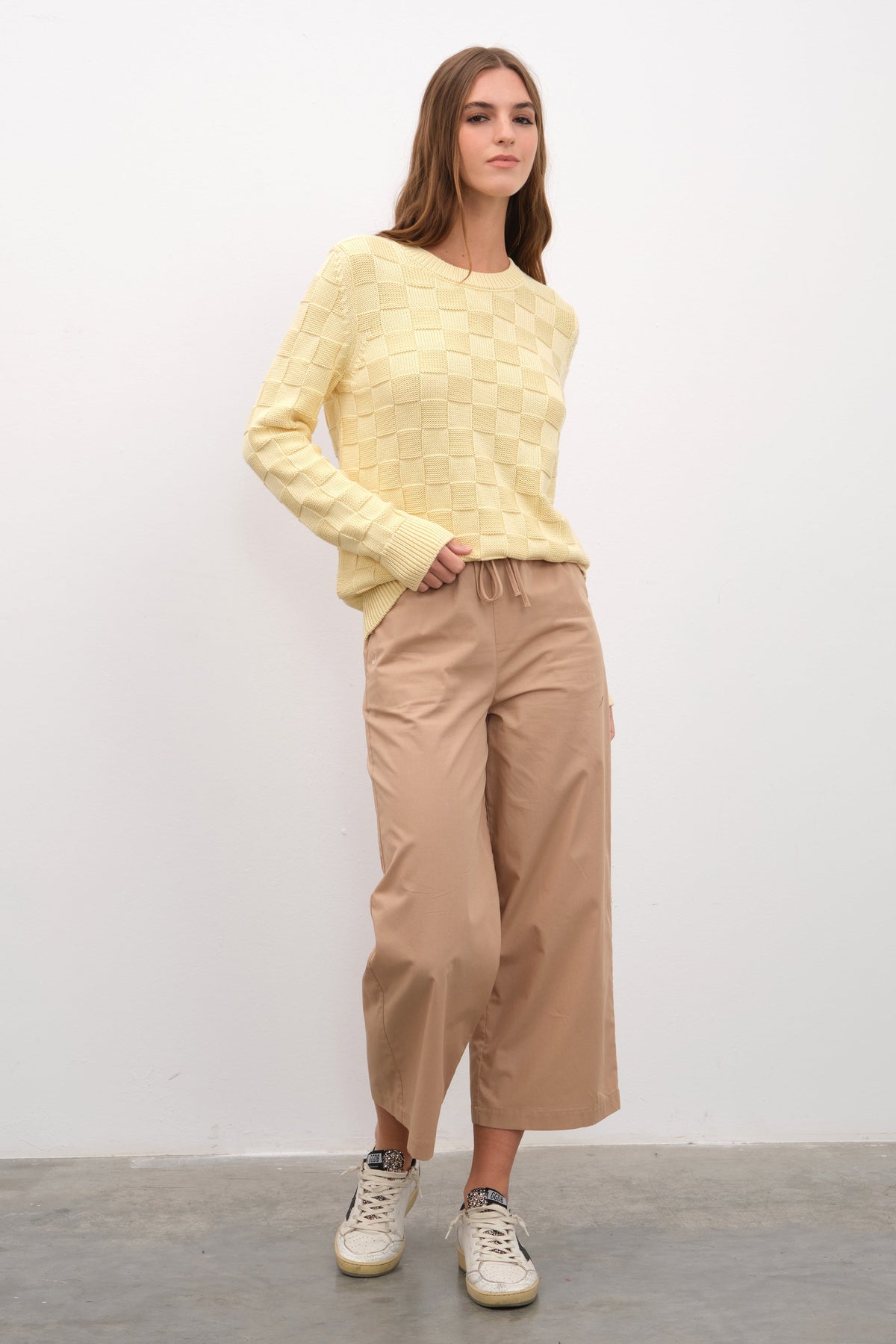 Checker Sweater in Cotton Modal Blend