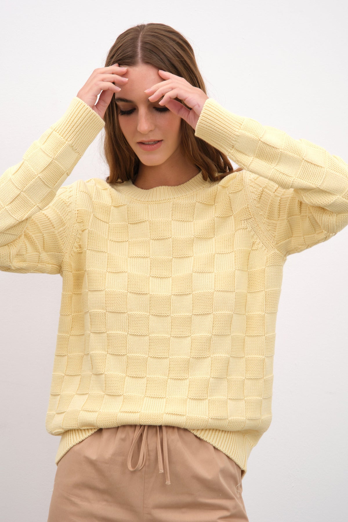 Checker Sweater in Cotton Modal Blend
