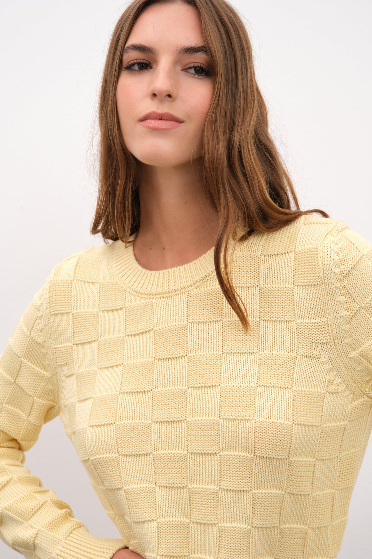 Checker Sweater in Cotton Modal Blend