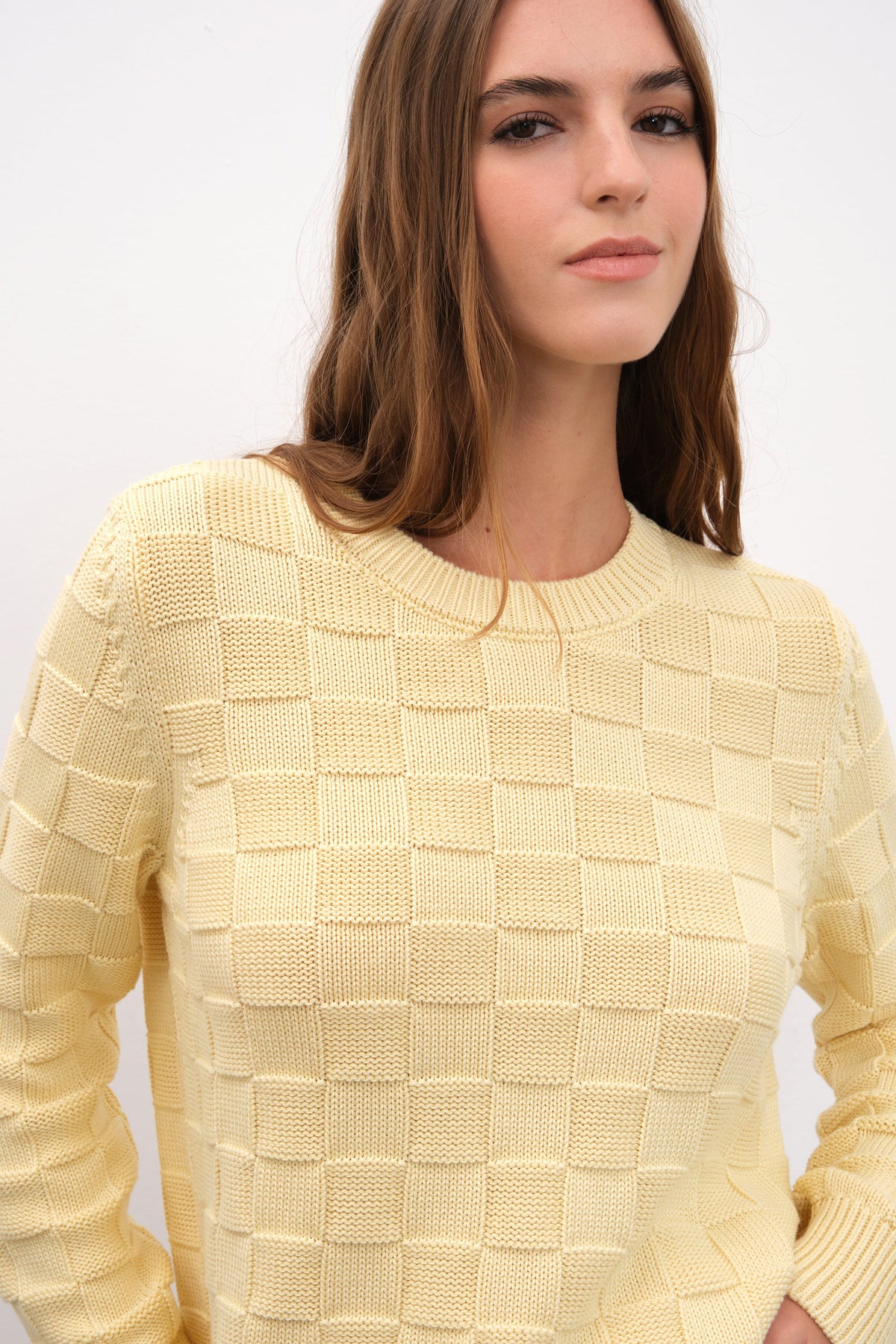 Checker Sweater in Cotton Modal Blend