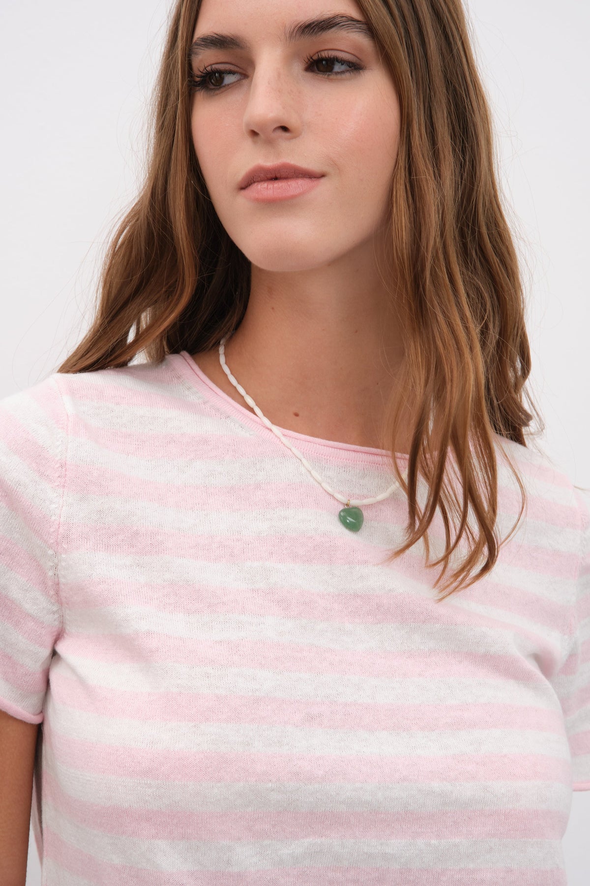 Striped Knit T-shirt in Cotton Linen Blend