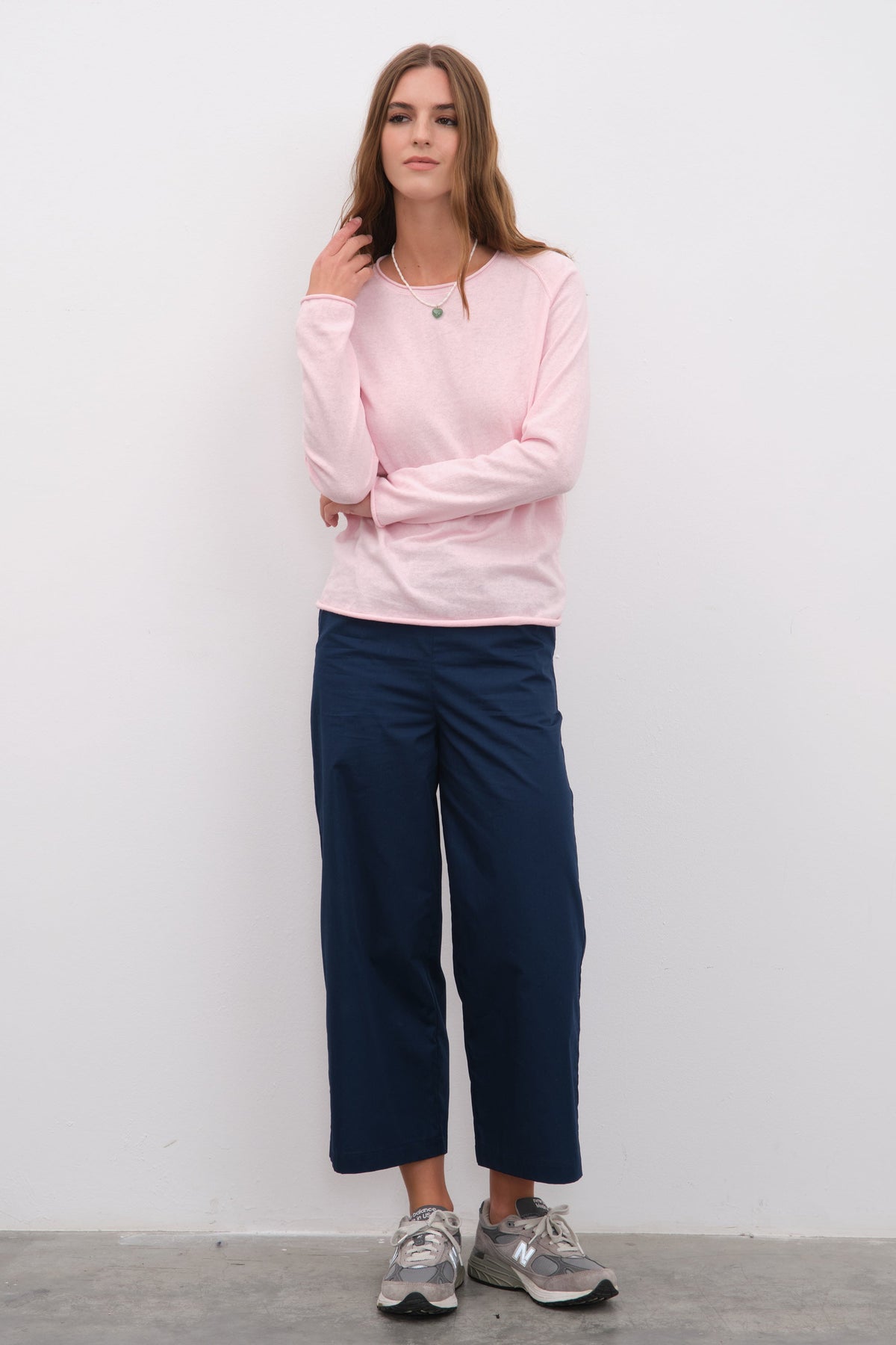 Pull-On Cropped Palazzo Poplin Pants