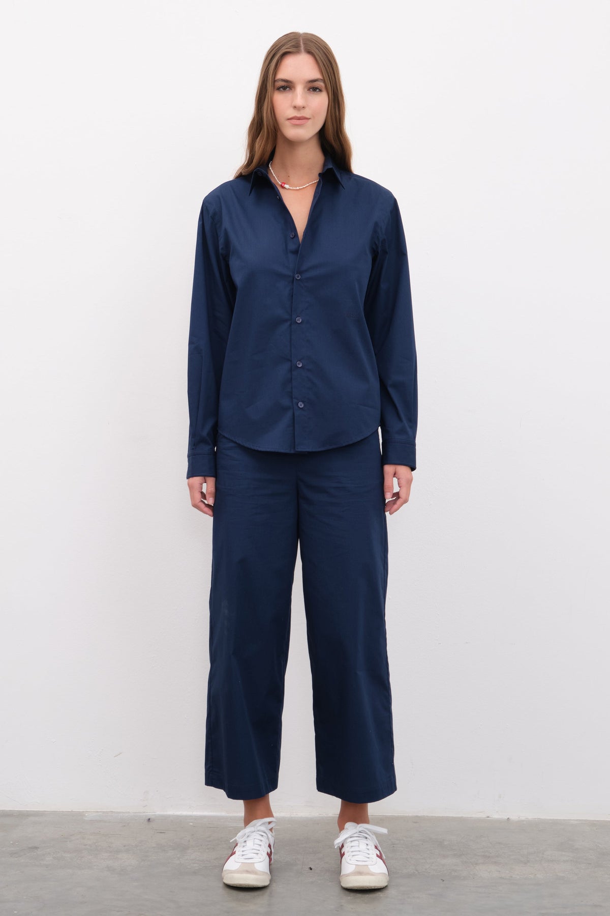 Pull-On Cropped Palazzo Poplin Pants