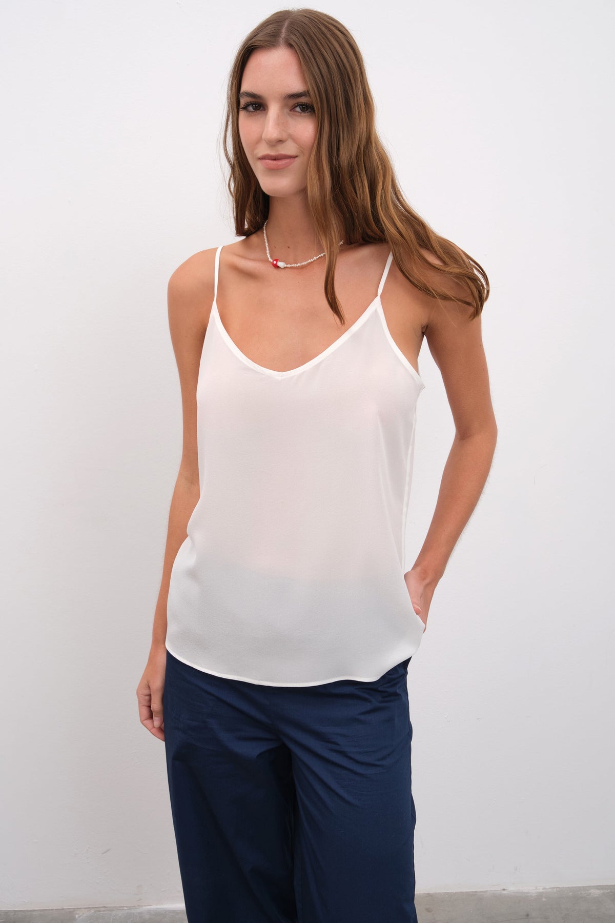 Silk Crepe Chiffon Tank Top