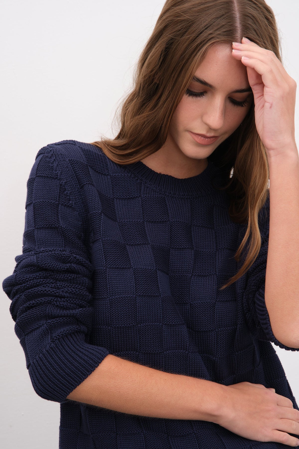 Checker Sweater in Cotton Modal Blend