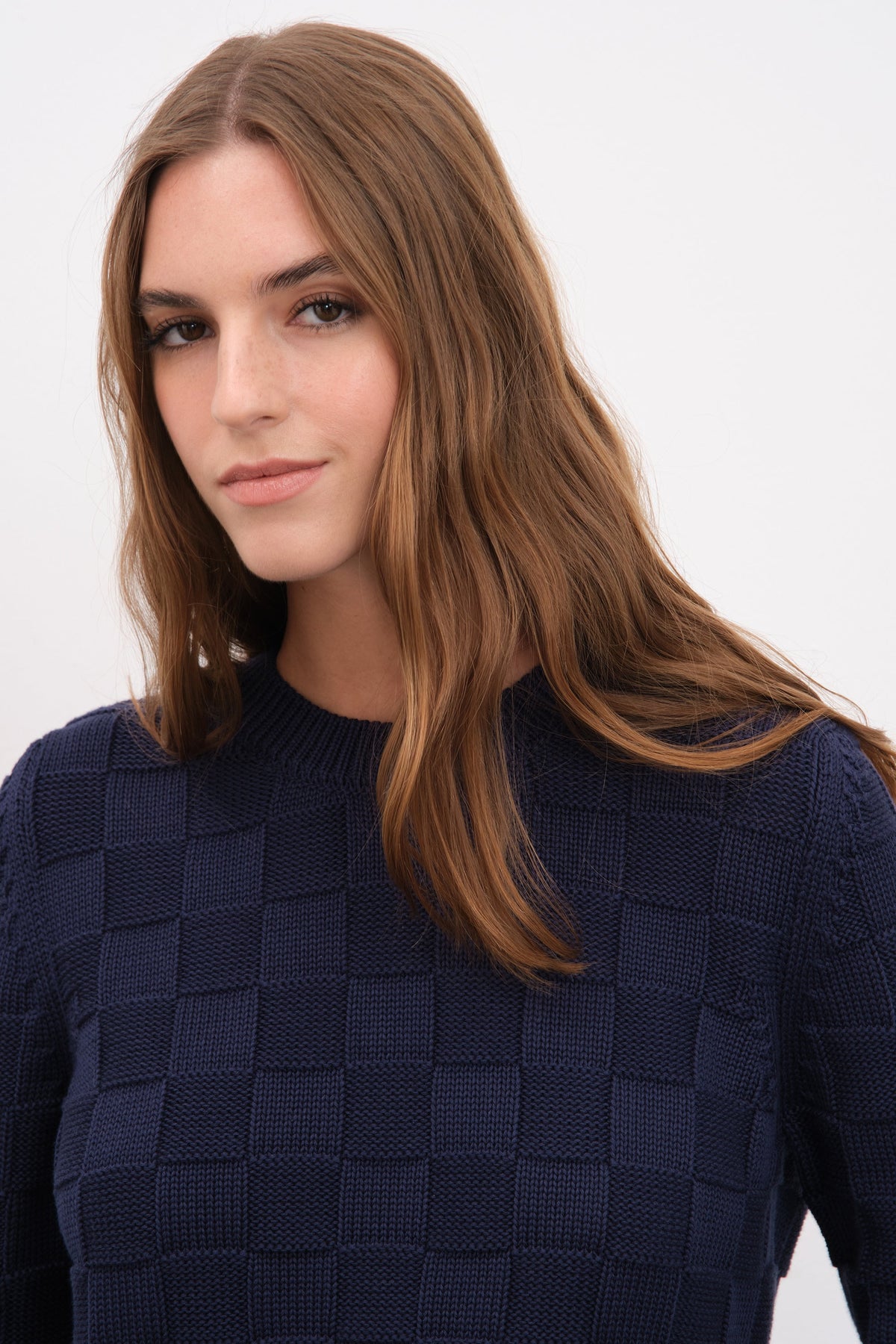 Checker Sweater in Cotton Modal Blend