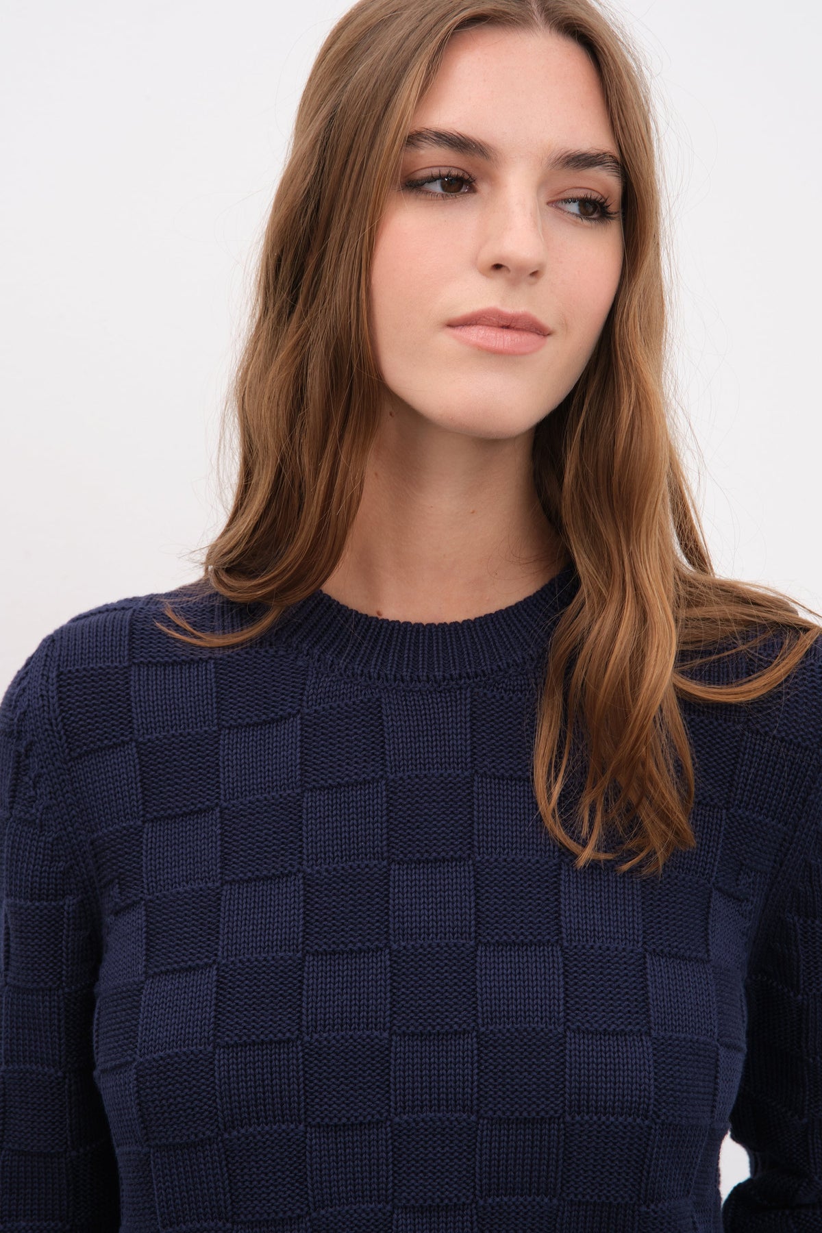 Checker Sweater in Cotton Modal Blend