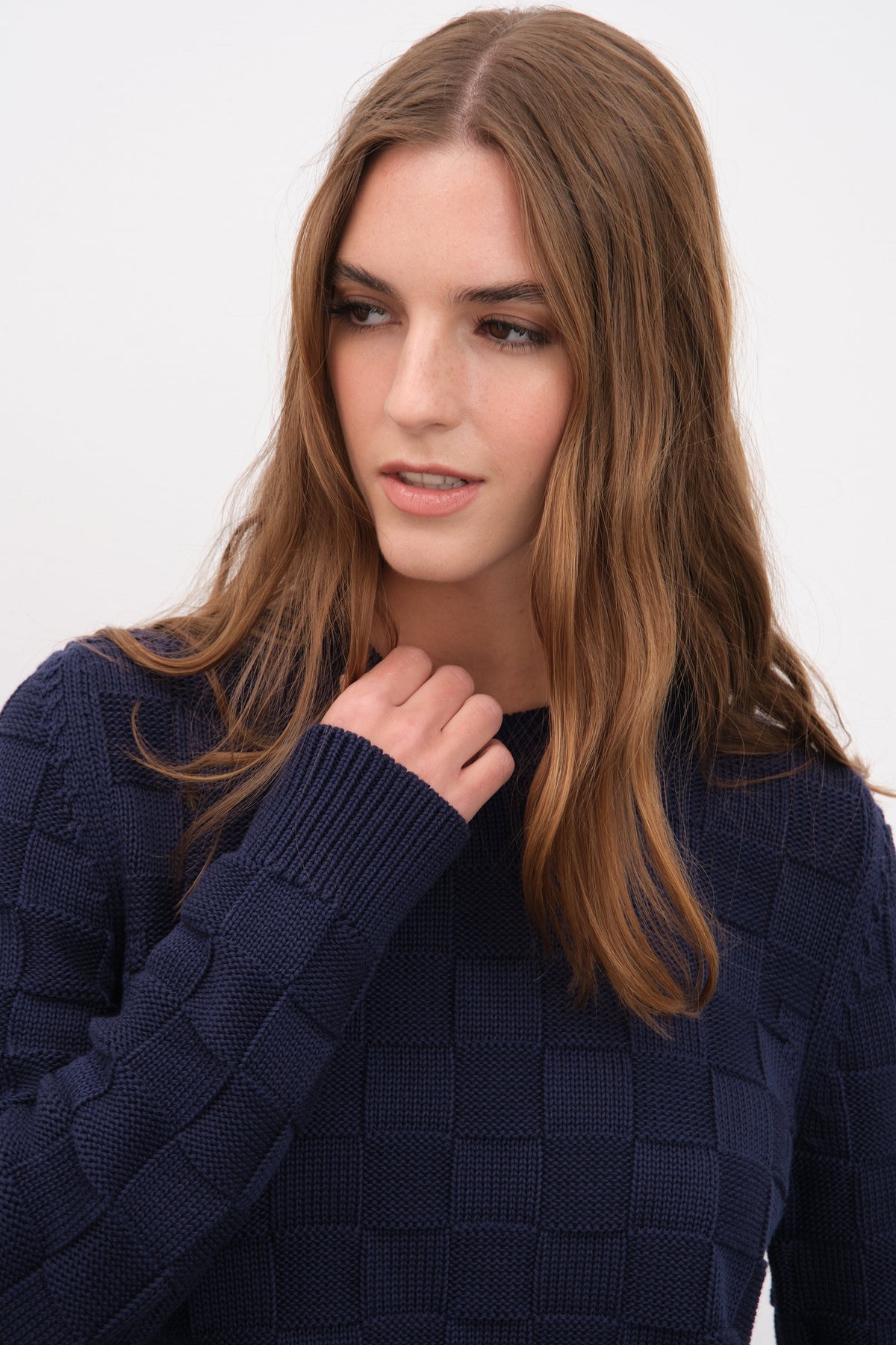 Checker Sweater in Cotton Modal Blend