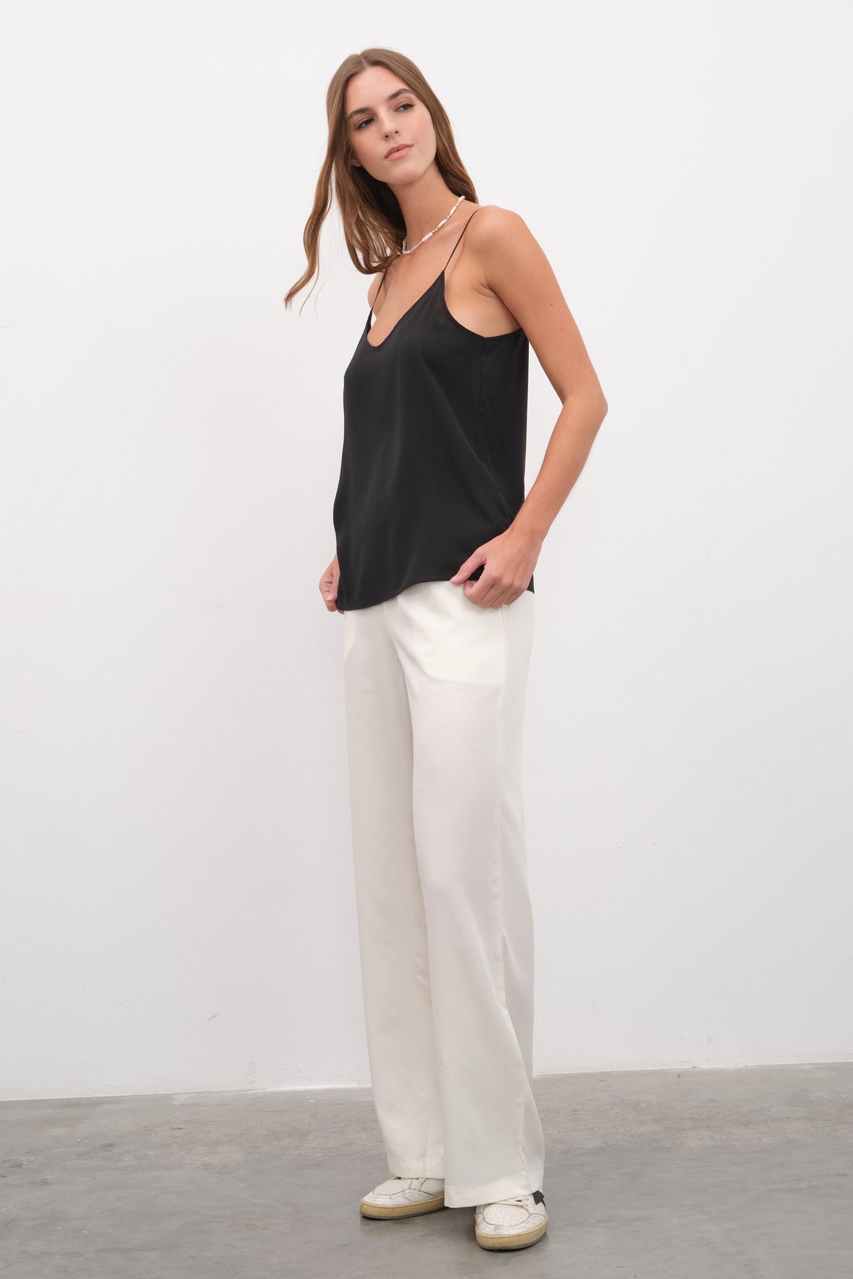 Silk Crepe Chiffon Tank Top