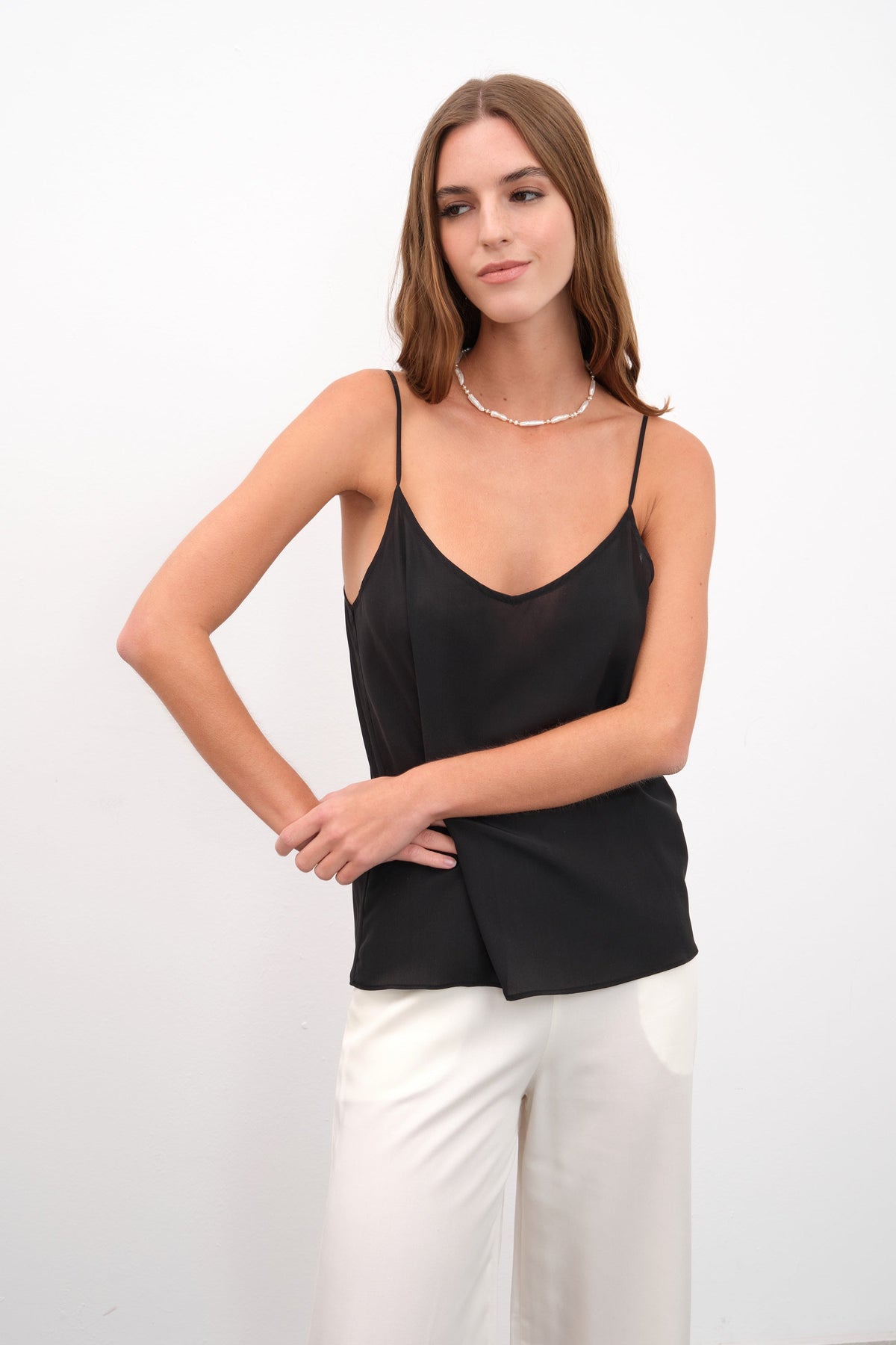 Silk Crepe Chiffon Tank Top