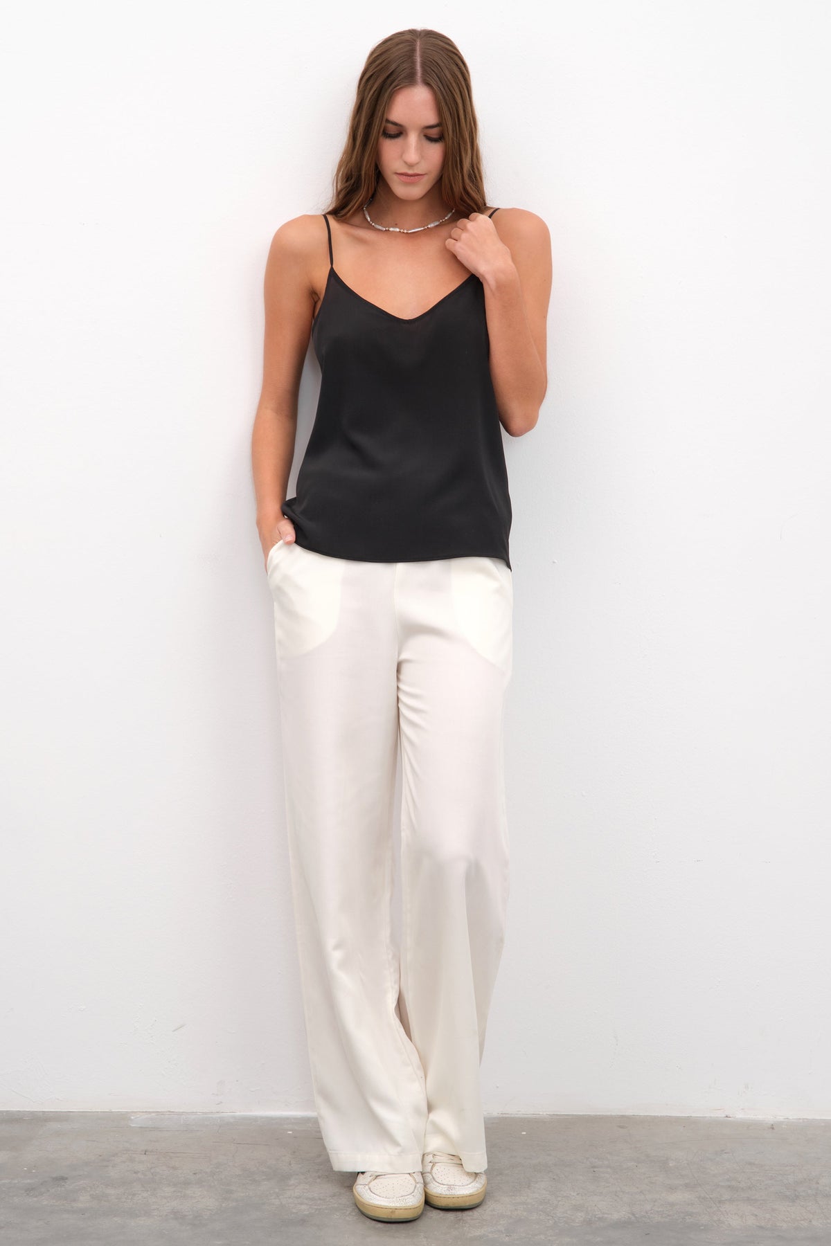Silk Crepe Chiffon Tank Top